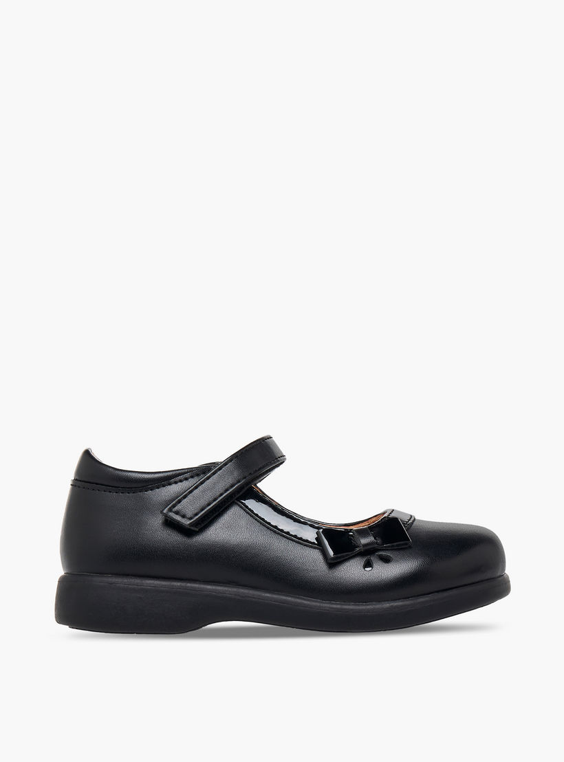 Flora Bella Girls Bow Detail Hook & Loop Mary Jane School Shoes-girls-shoes-maryjanes-image-3
