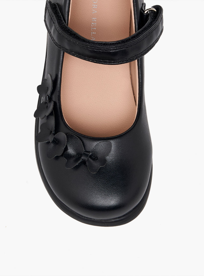 حذاء مدرسي بشريط إغلاق لاصق وتفاصيل فراشات للبنات من فلورا بيلا-girls-shoes-maryjanes-image-7
