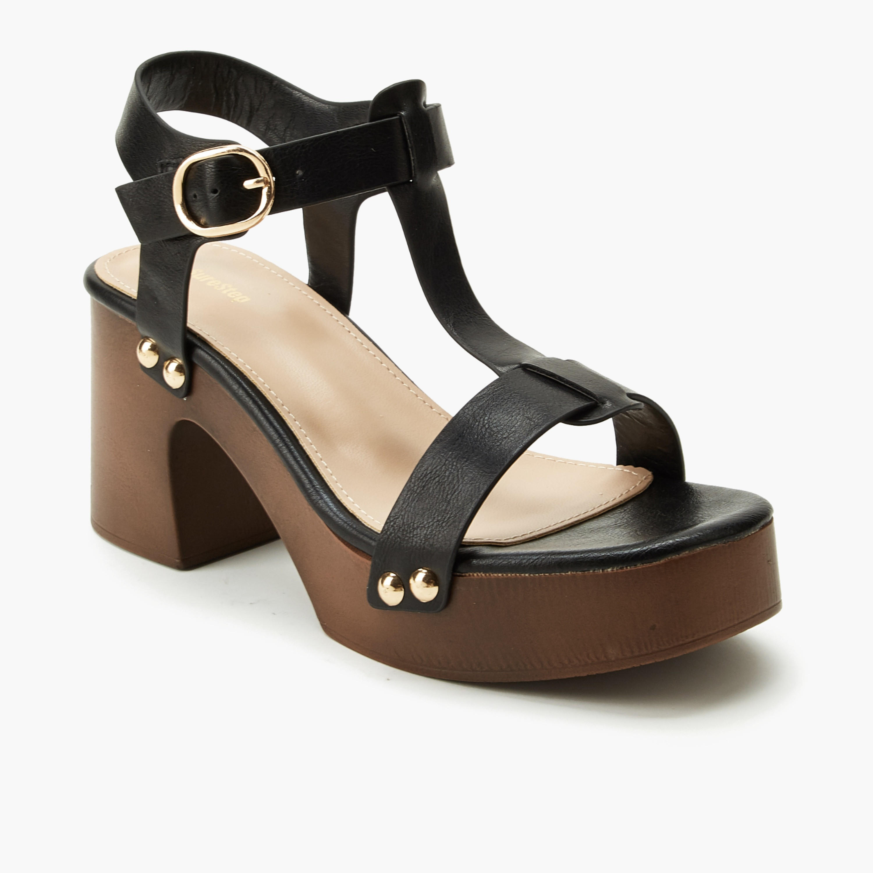 Surestep Women Textured Block Heel Sandals-women-shoes-sandals-heeled-image-2