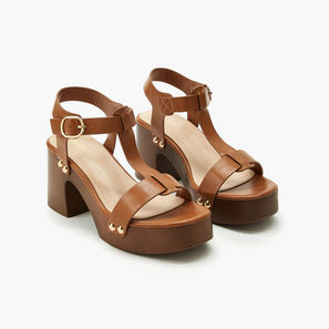 Surestep Women Textured Block Heel Sandals-women-shoes-sandals-image-1