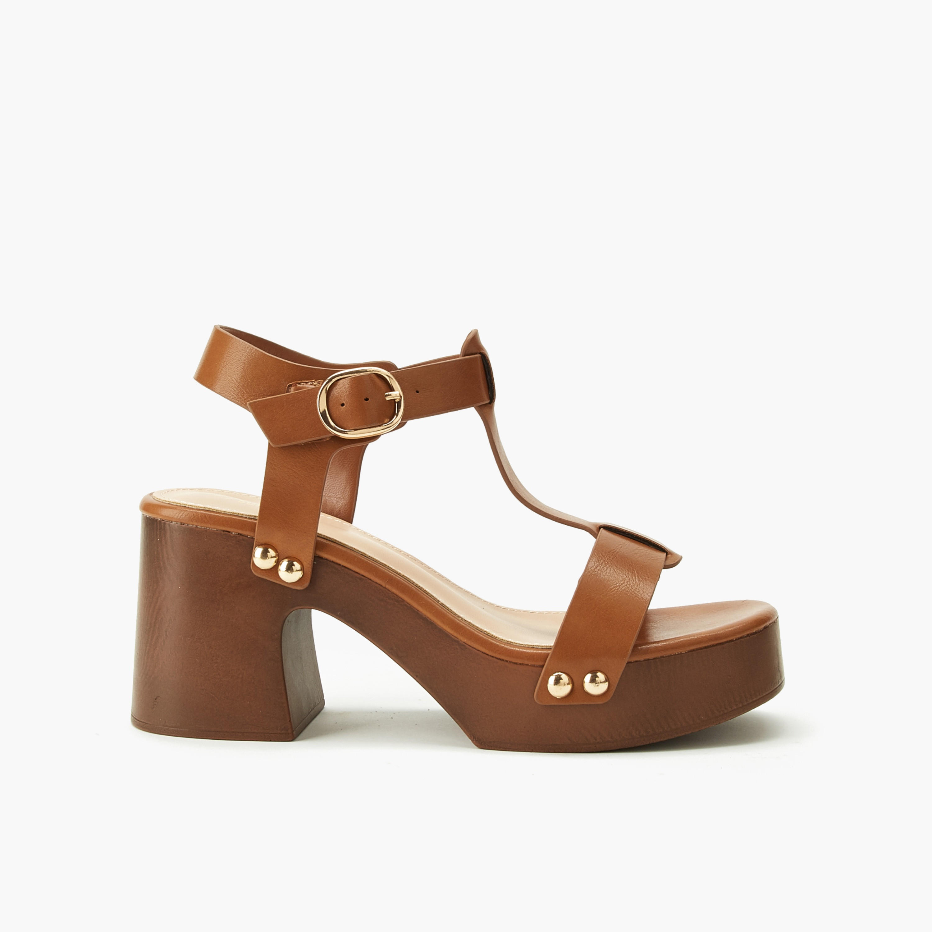 صندل للنساء بارز الملمس بكعب عريض من شورستيب-women-shoes-sandals-heeled-image-3