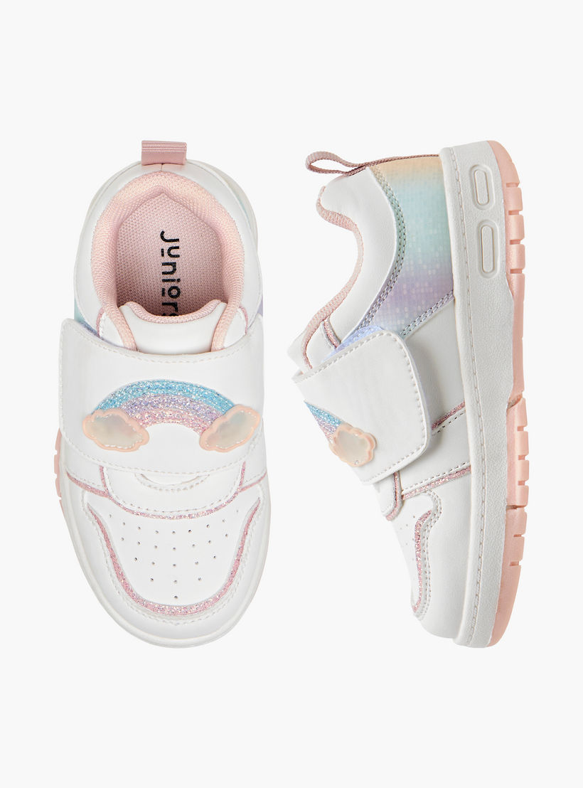 حذاء سنيكرز بشريط إغلاق لاصق وتزيينات قوس قزح للبنات من جونيورز-girls-shoes-sneakers-image-1