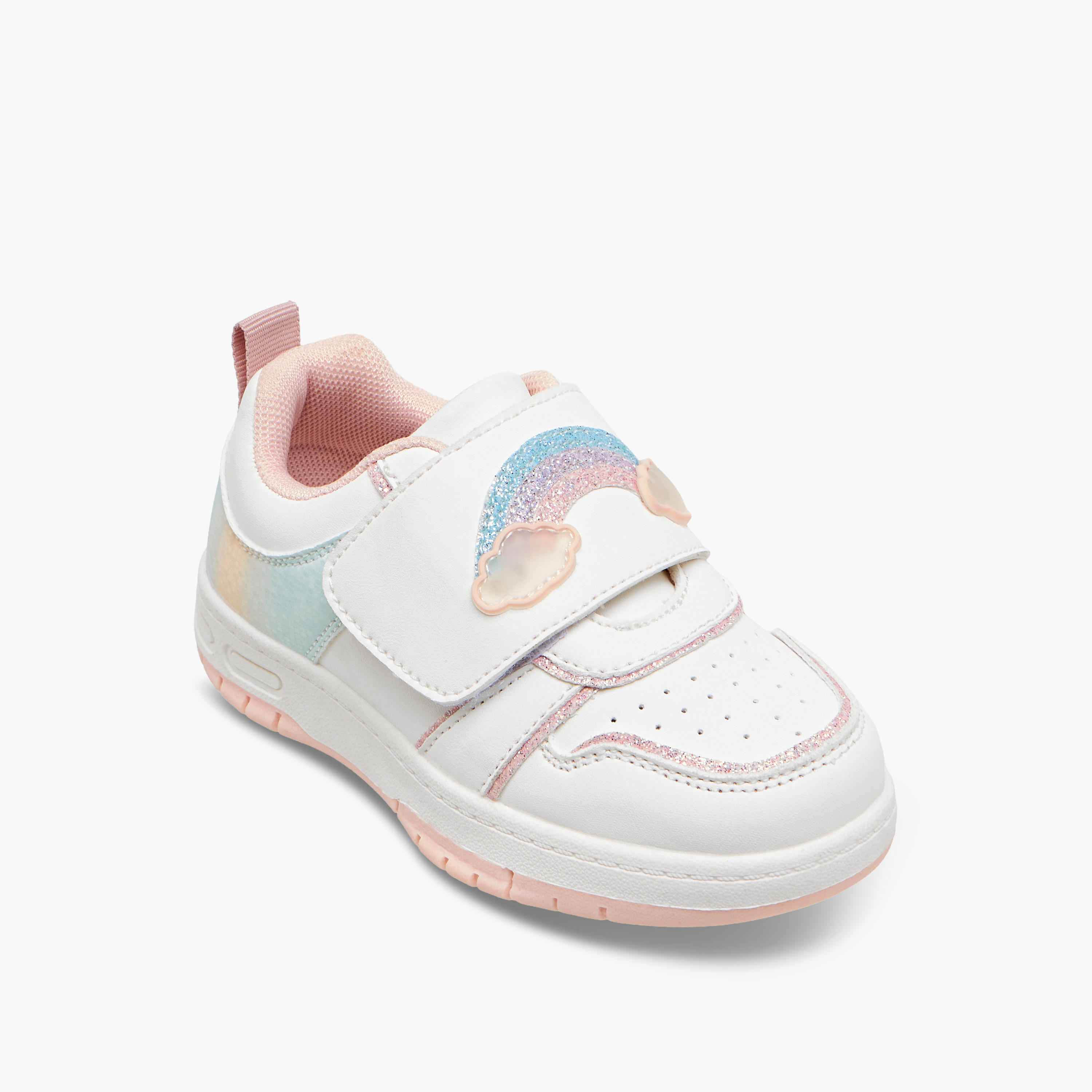 حذاء سنيكرز بشريط إغلاق لاصق وتزيينات قوس قزح للبنات من جونيورز-girls-shoes-sneakers-image-2