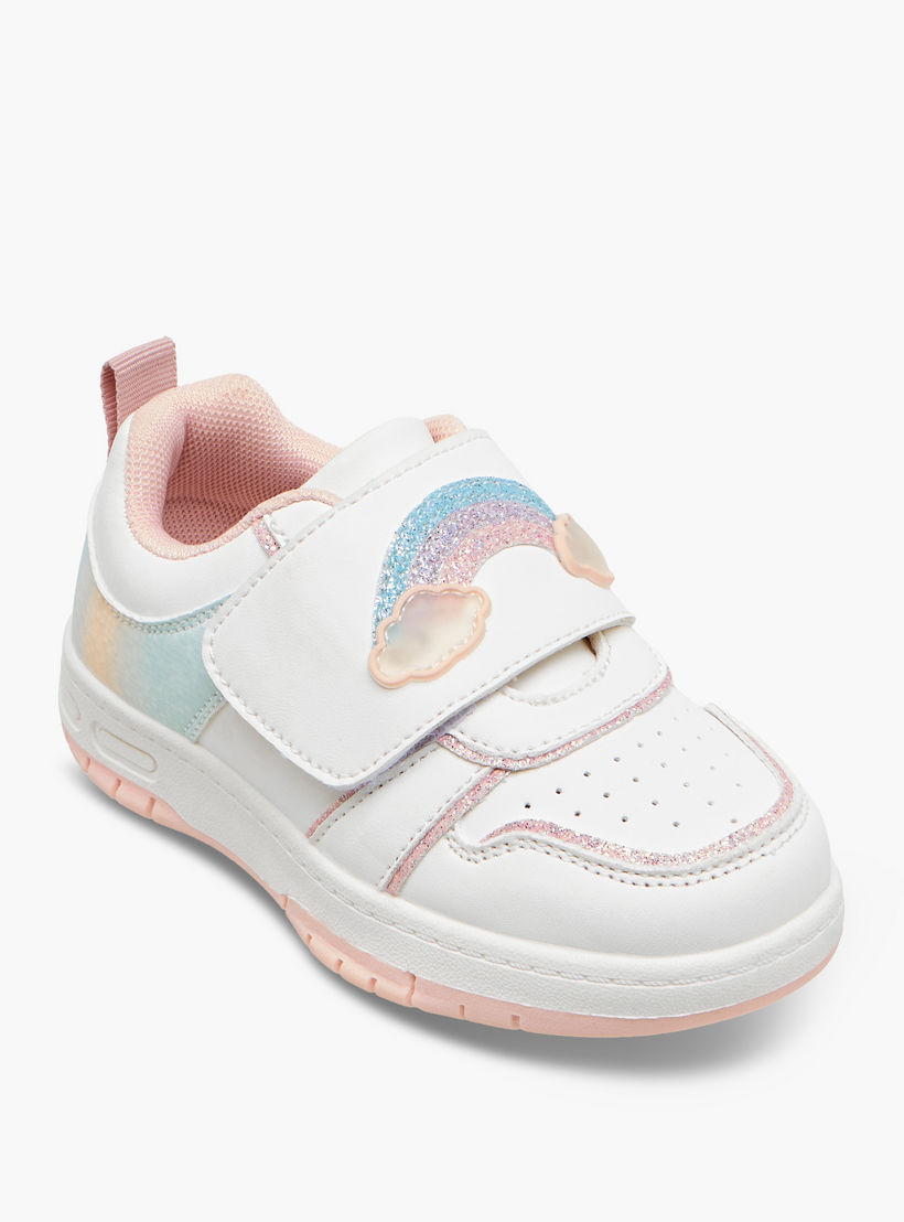حذاء سنيكرز بشريط إغلاق لاصق وتزيينات قوس قزح للبنات من جونيورز-girls-shoes-sneakers-image-2