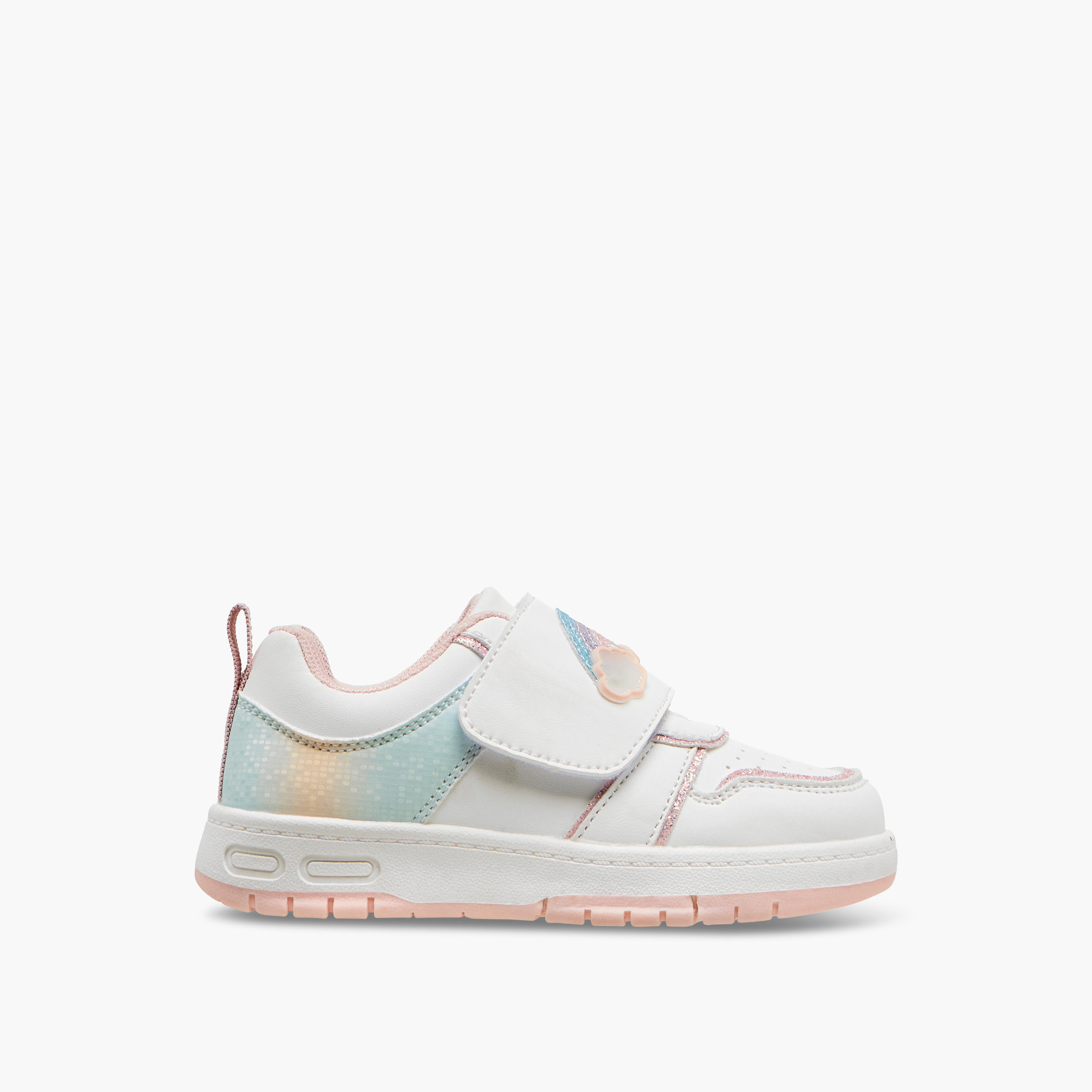 حذاء سنيكرز بشريط إغلاق لاصق وتزيينات قوس قزح للبنات من جونيورز-girls-shoes-sneakers-image-3