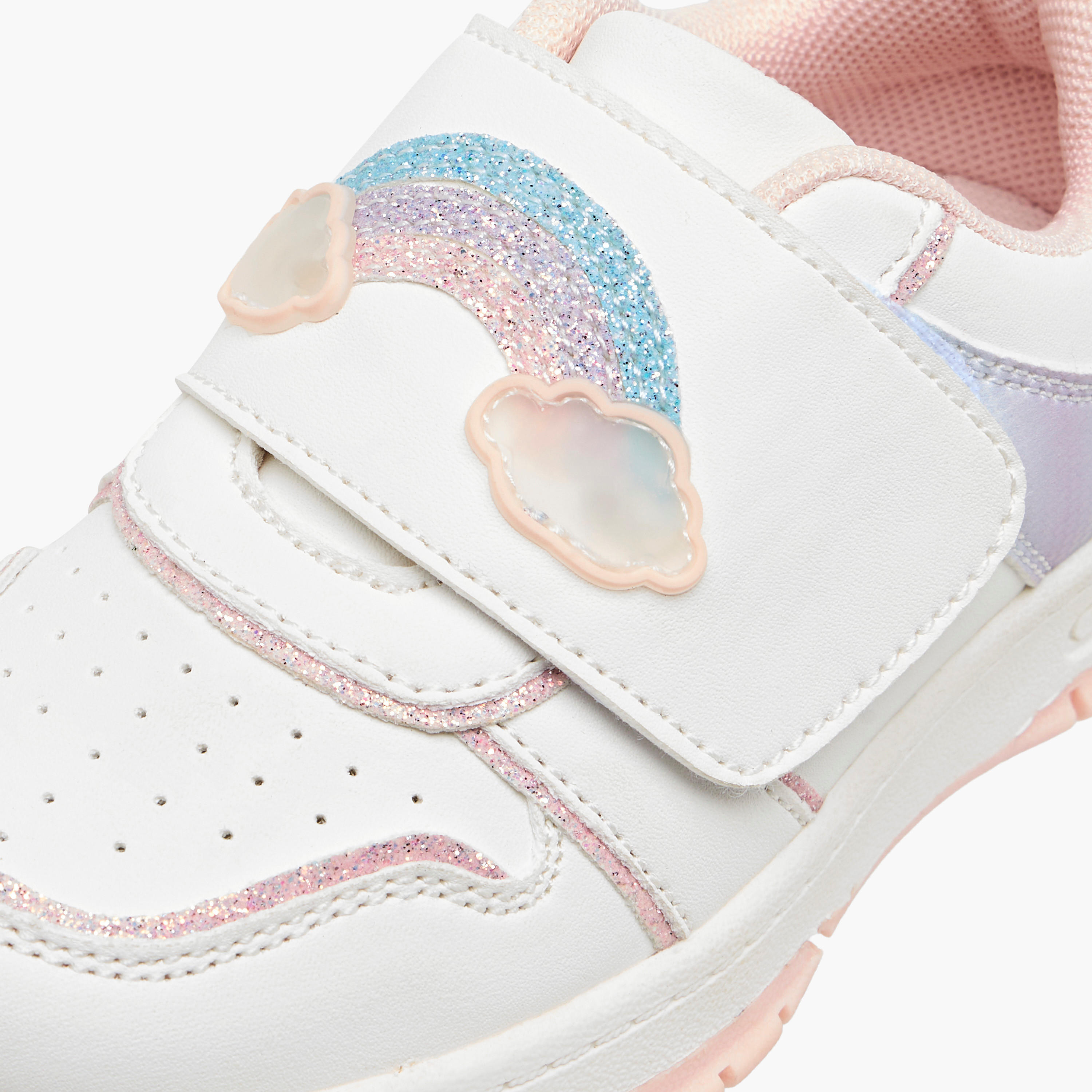 حذاء سنيكرز بشريط إغلاق لاصق وتزيينات قوس قزح للبنات من جونيورز-girls-shoes-sneakers-image-4