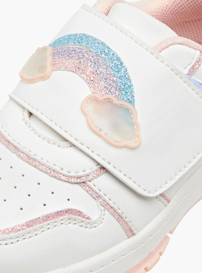 حذاء سنيكرز بشريط إغلاق لاصق وتزيينات قوس قزح للبنات من جونيورز-girls-shoes-sneakers-image-4