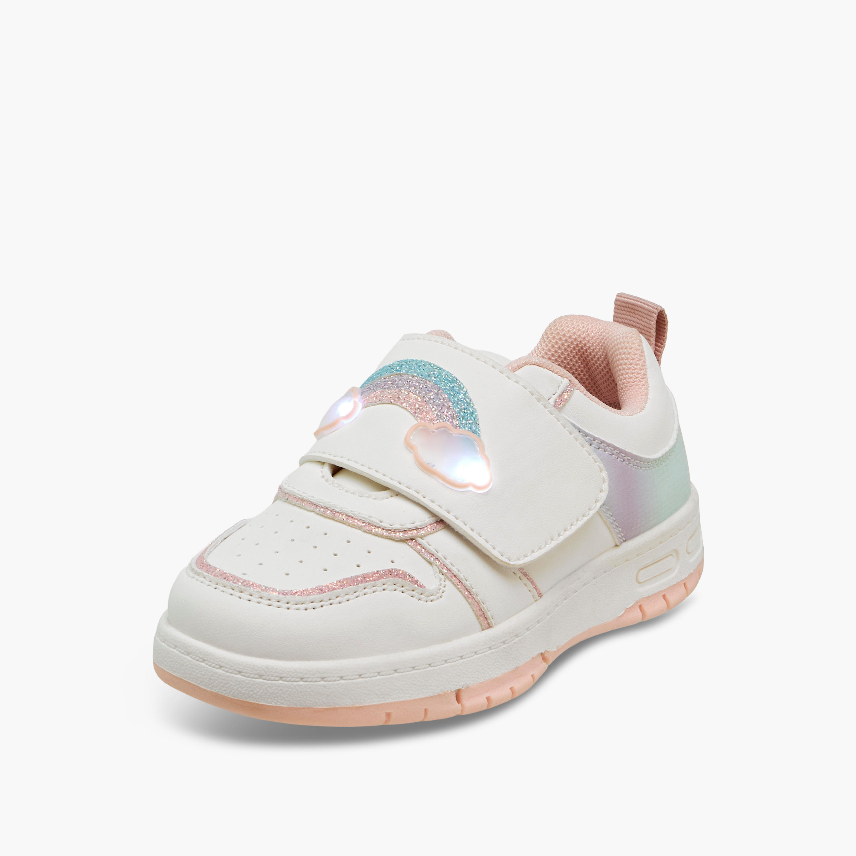 حذاء سنيكرز بشريط إغلاق لاصق وتزيينات قوس قزح للبنات من جونيورز-girls-shoes-sneakers-image-6