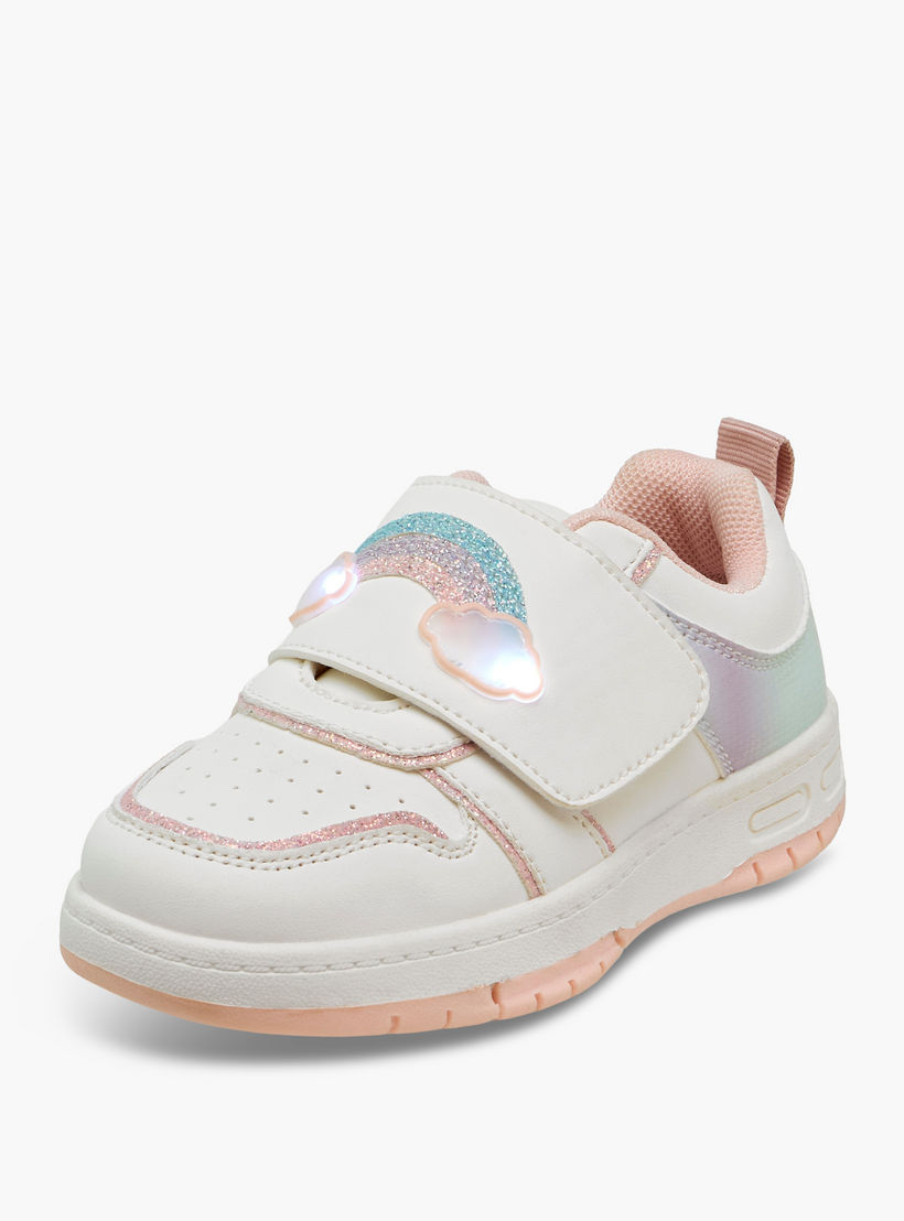 حذاء سنيكرز بشريط إغلاق لاصق وتزيينات قوس قزح للبنات من جونيورز-girls-shoes-sneakers-image-6