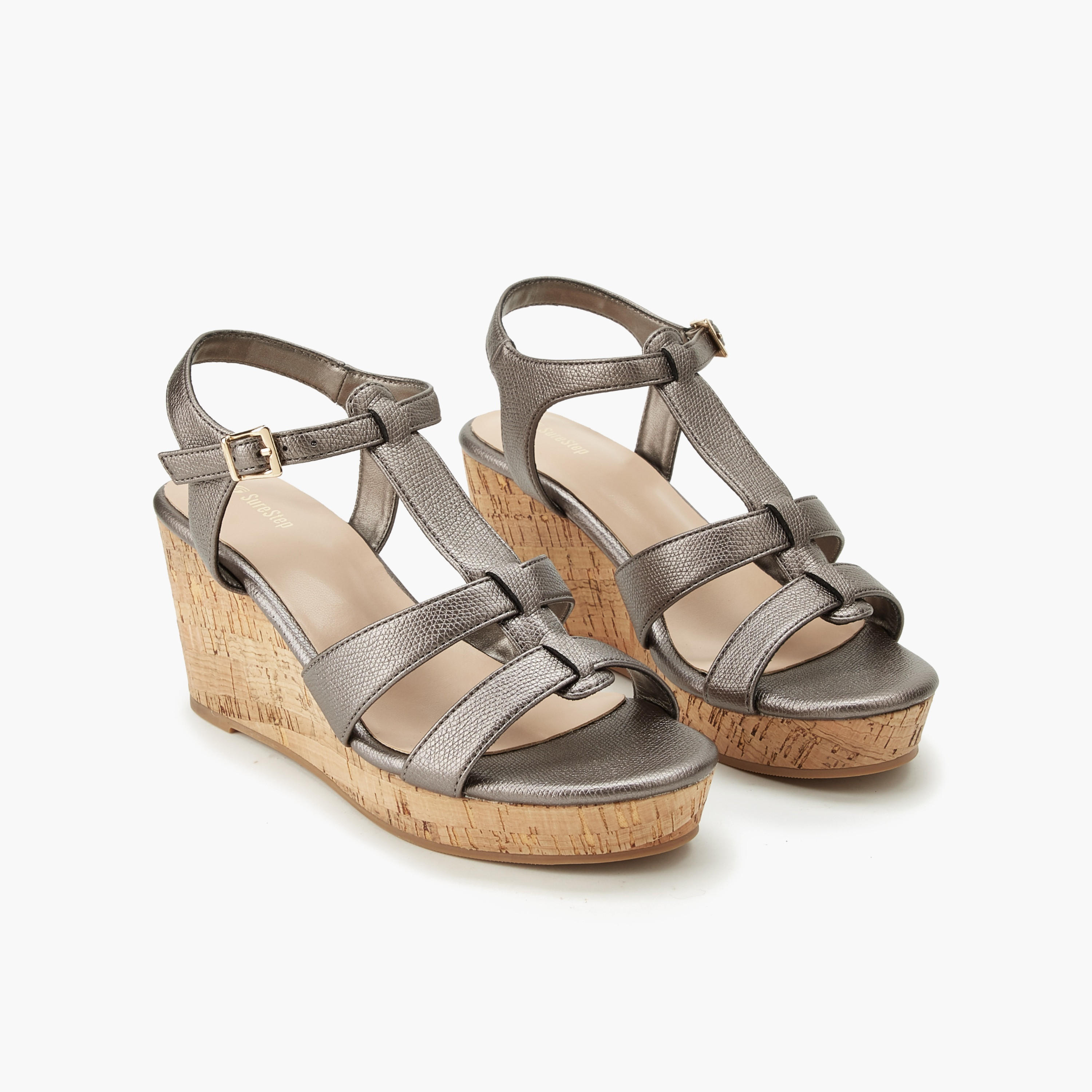 Surestep Women Textured Wedge Sandals-women-shoes-sandals-heeled-image-1