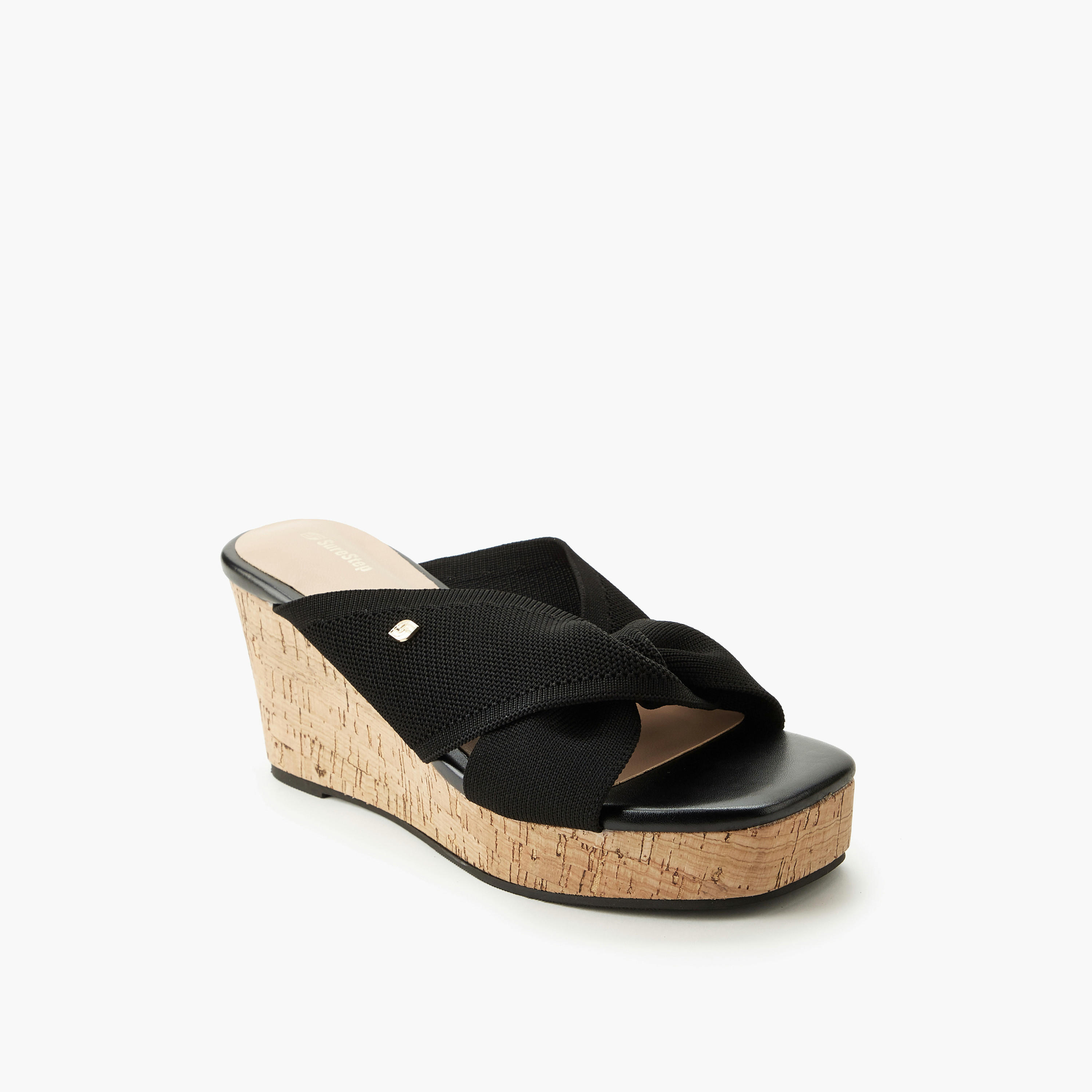 صندل للنساء بكعب ويدج وملمس بارز من شورستيب-women-shoes-sandals-heeled-image-2