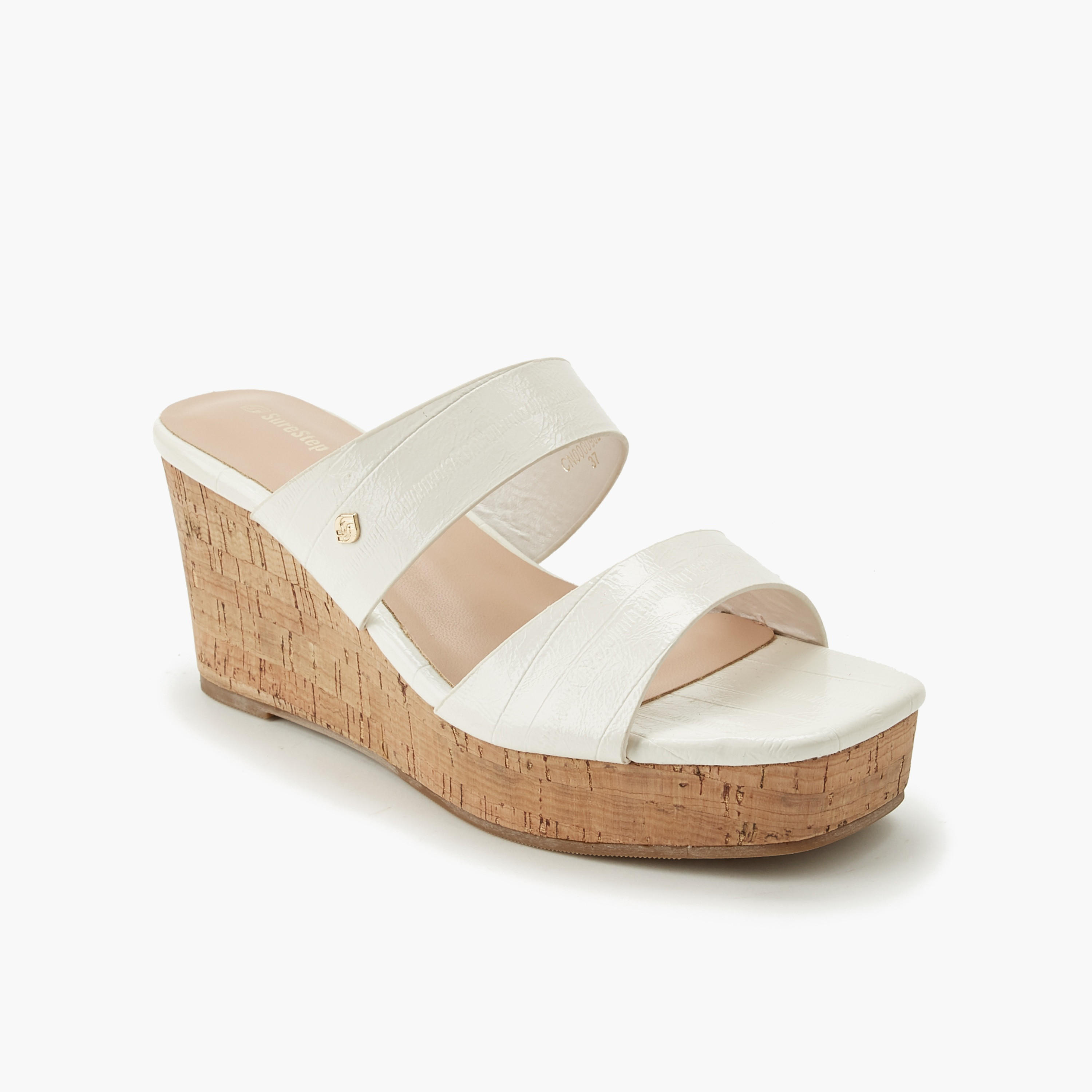 صندل للنساء بارز الملمس بكعب ويدج من شور ستيب-women-shoes-sandals-heeled-image-2