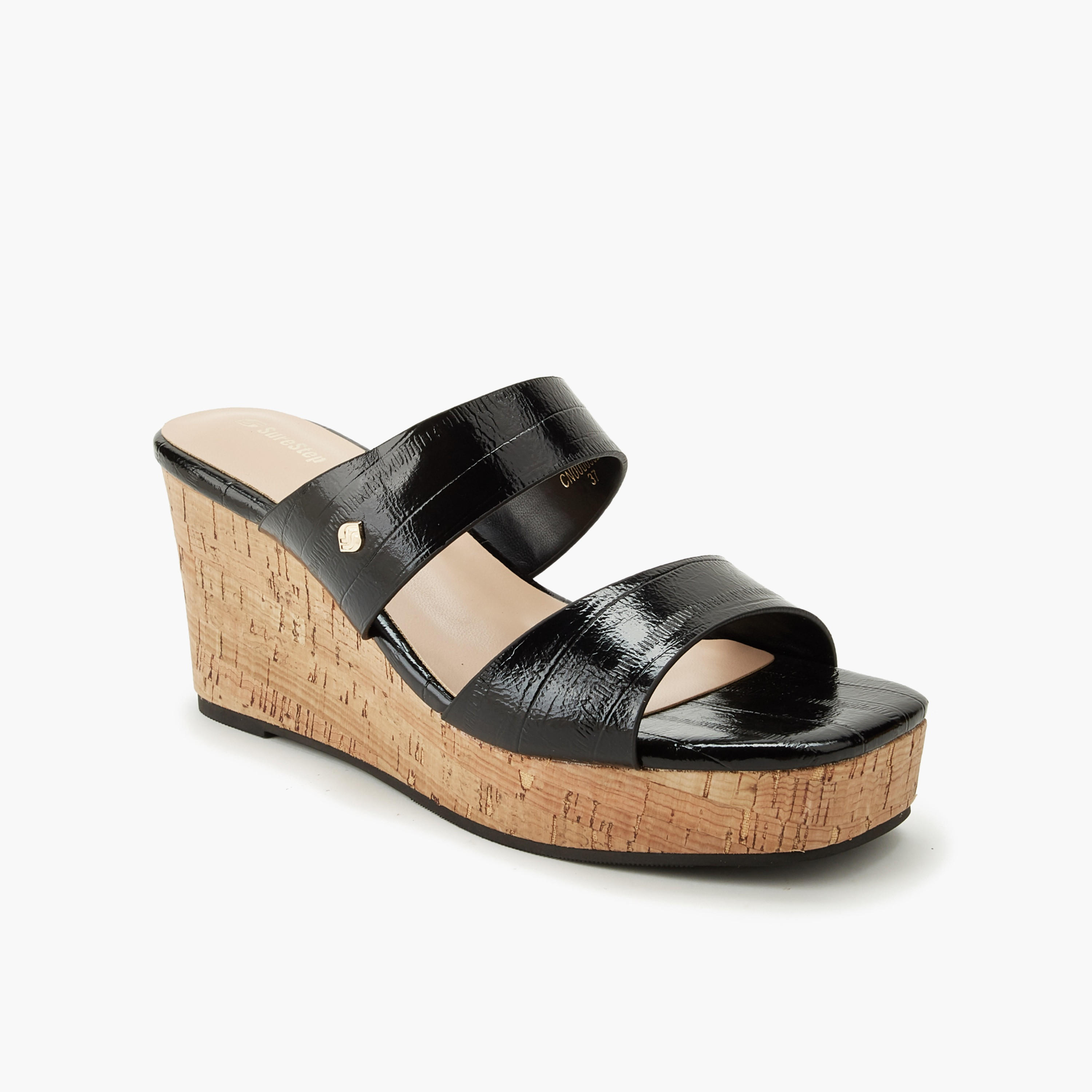 Surestep Women Textured Wedge Heel Sandals-women-shoes-sandals-heeled-image-2