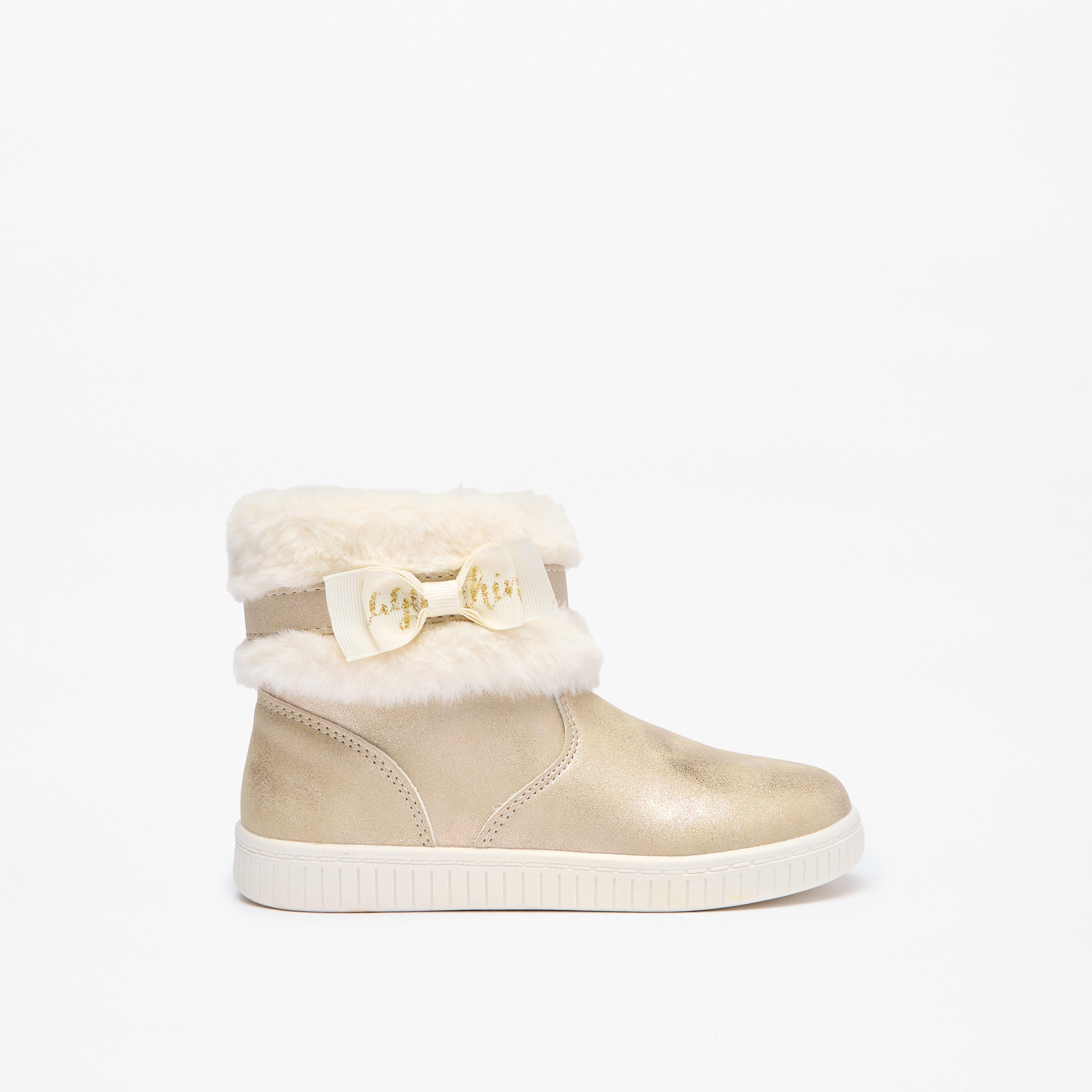 بوت فرو بتفاصيل فيونكة وسحاب إغلاق من فلورا بيلا-girls-shoes-boots-image-3