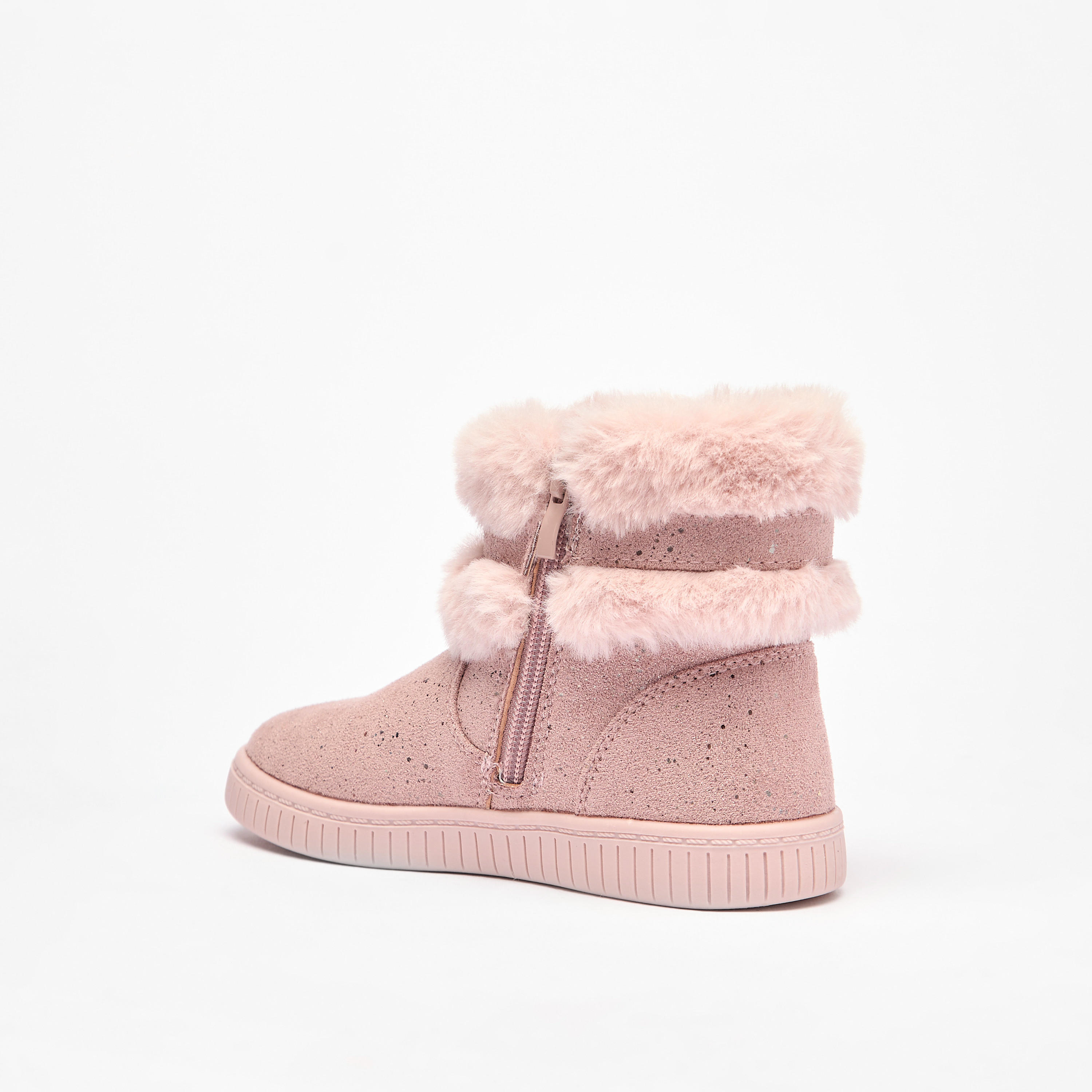 بوت فرو بتفاصيل فيونكة وسحاب إغلاق من فلورا بيلا-girls-shoes-boots-image-2