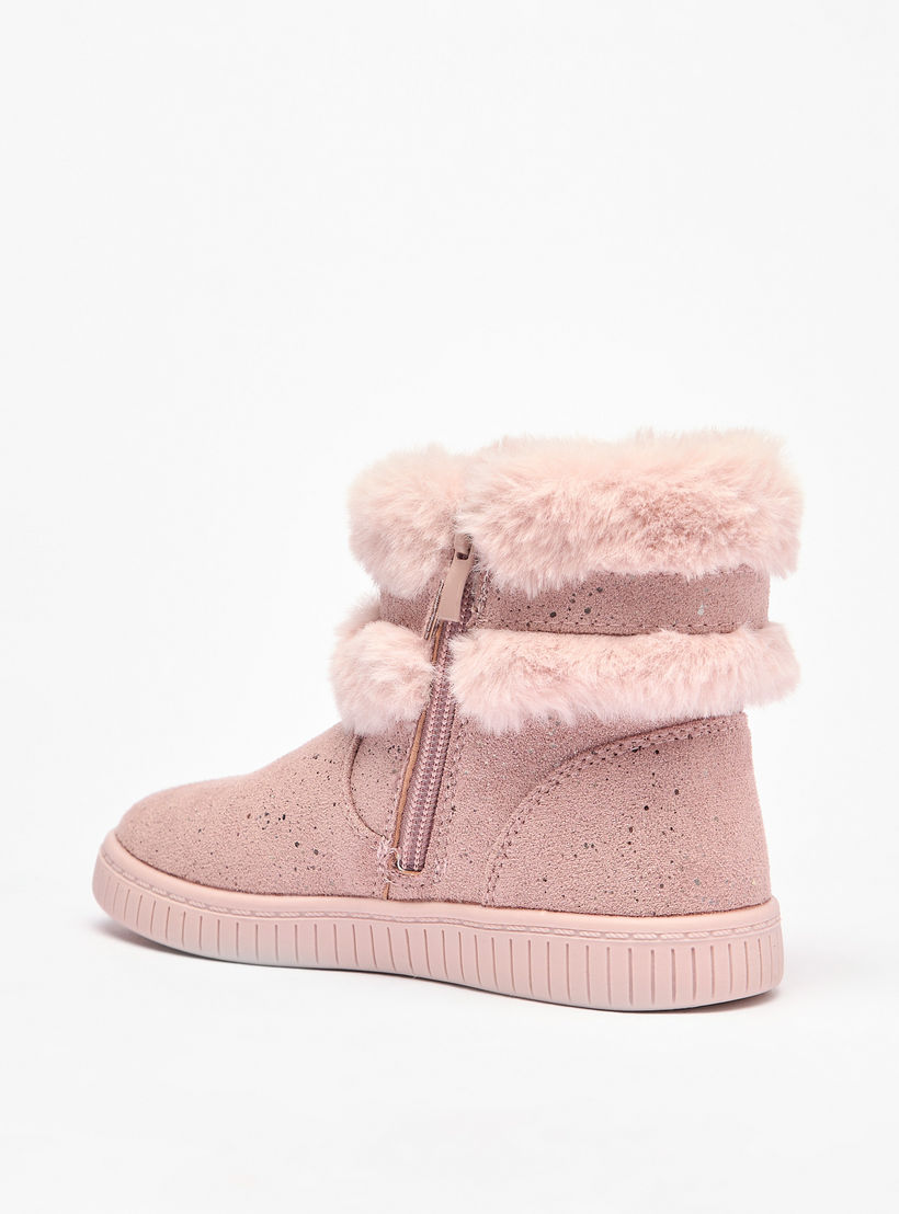 بوت فرو بتفاصيل فيونكة وسحاب إغلاق من فلورا بيلا-girls-shoes-boots-image-2