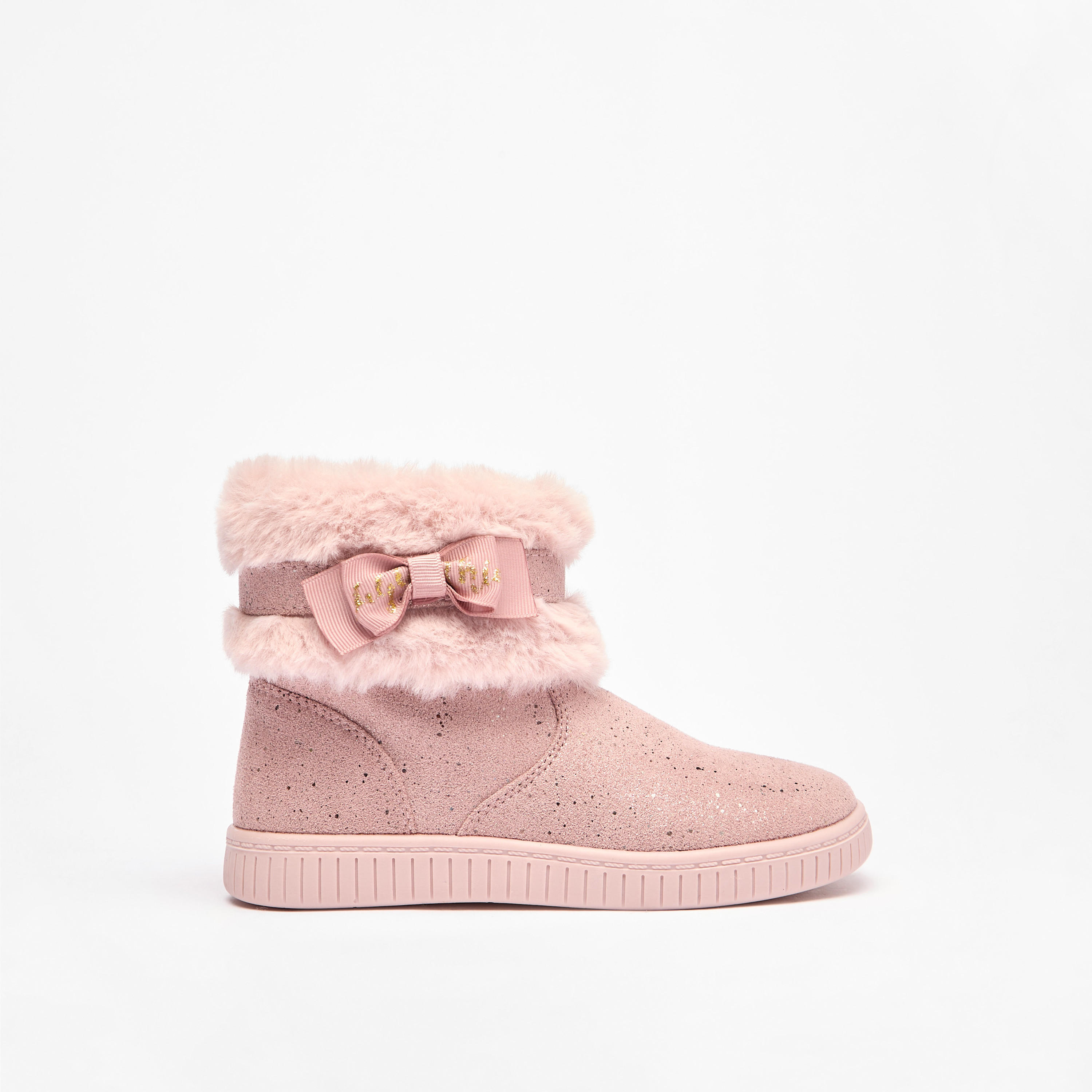 بوت فرو بتفاصيل فيونكة وسحاب إغلاق من فلورا بيلا-girls-shoes-boots-image-3