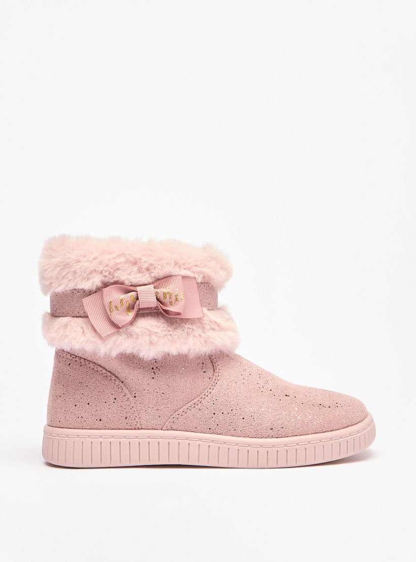 بوت فرو بتفاصيل فيونكة وسحاب إغلاق من فلورا بيلا-girls-shoes-boots-image-3