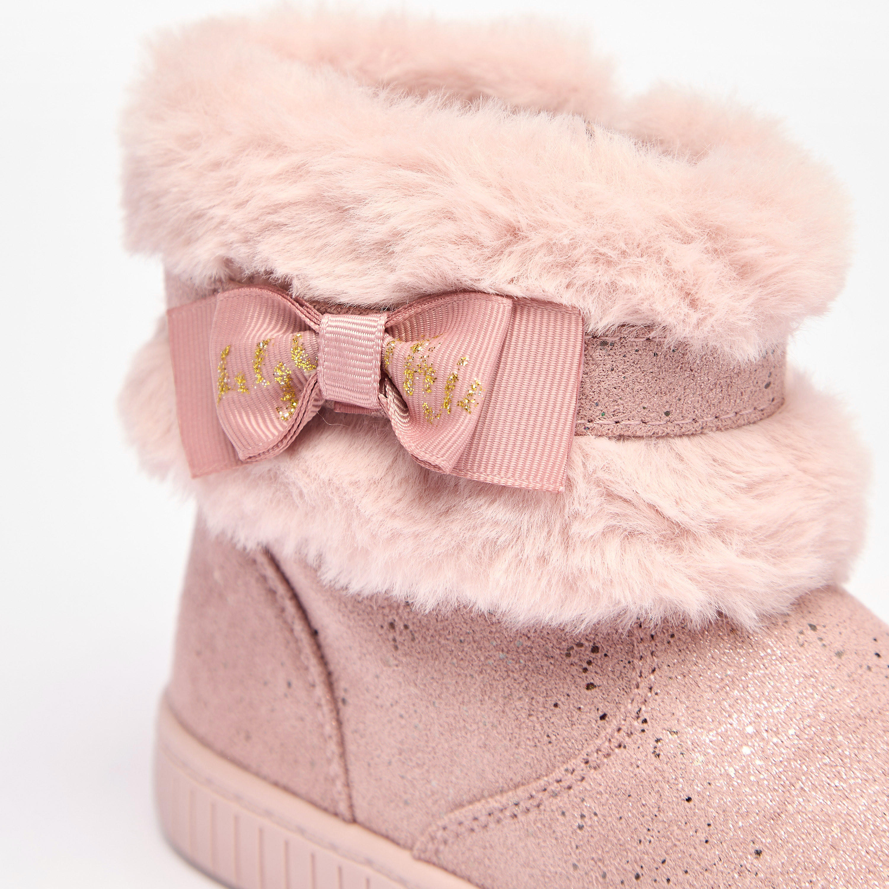 بوت فرو بتفاصيل فيونكة وسحاب إغلاق من فلورا بيلا-girls-shoes-boots-image-4