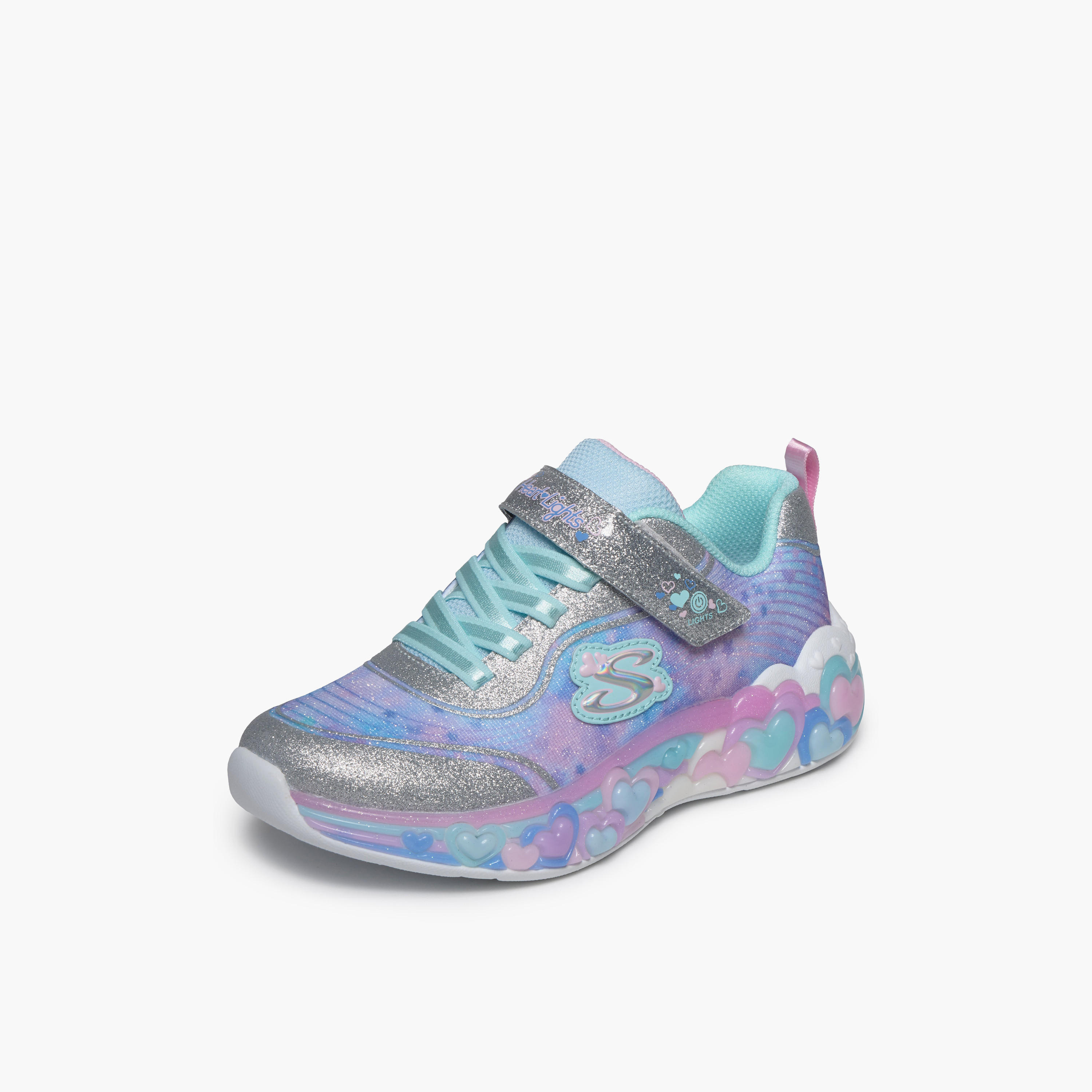 Skechers Girls ETERNAL HEART LIGHTS Hook & Loop Light-Up Ankle Sneakers-girls-shoes-sneakers-image-4