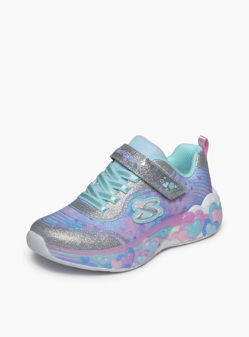 Skechers Girls ETERNAL HEART LIGHTS Hook & Loop Light-Up Ankle Sneakers-girls-shoes-sneakers-image-4