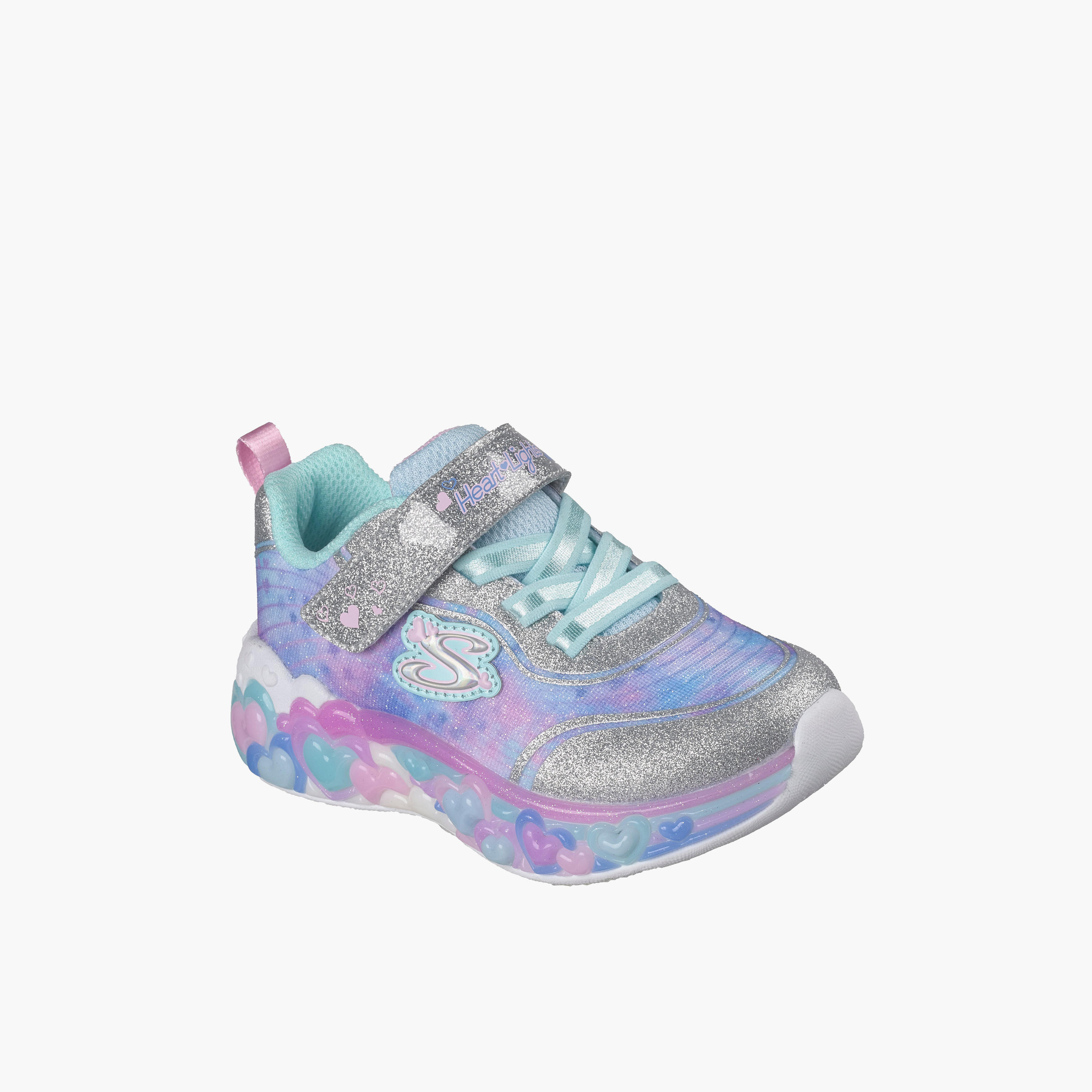 Skechers Girls ETERNAL HEART LIGHTS Hook & Loop Light-Up Ankle Sneakers-girls-shoes-sneakers-image-1