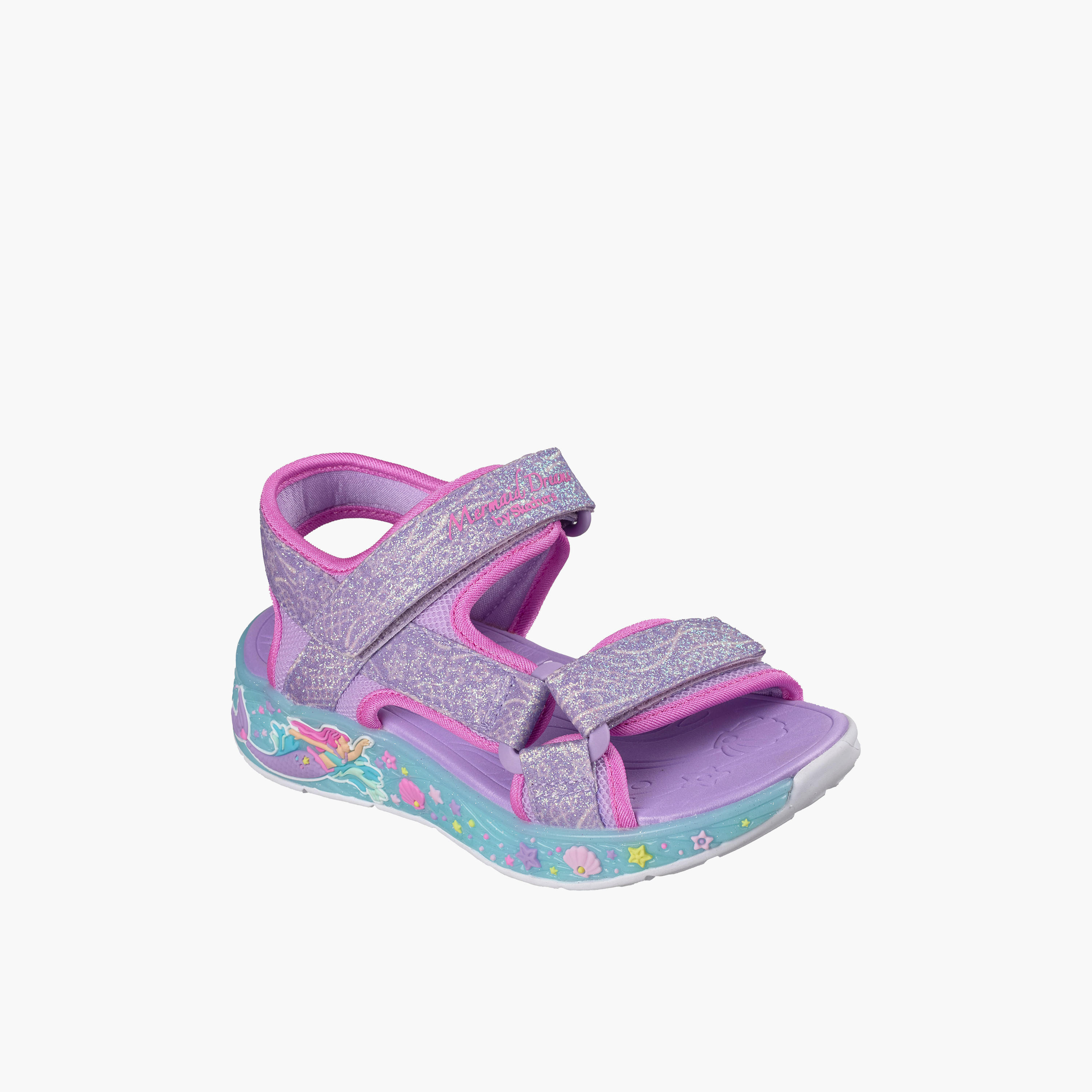 صندل مسطح بشريط إغلاق لاصق ميرميد دريمز للبنات من سكيتشرز-girls-shoes-sandals-image-1