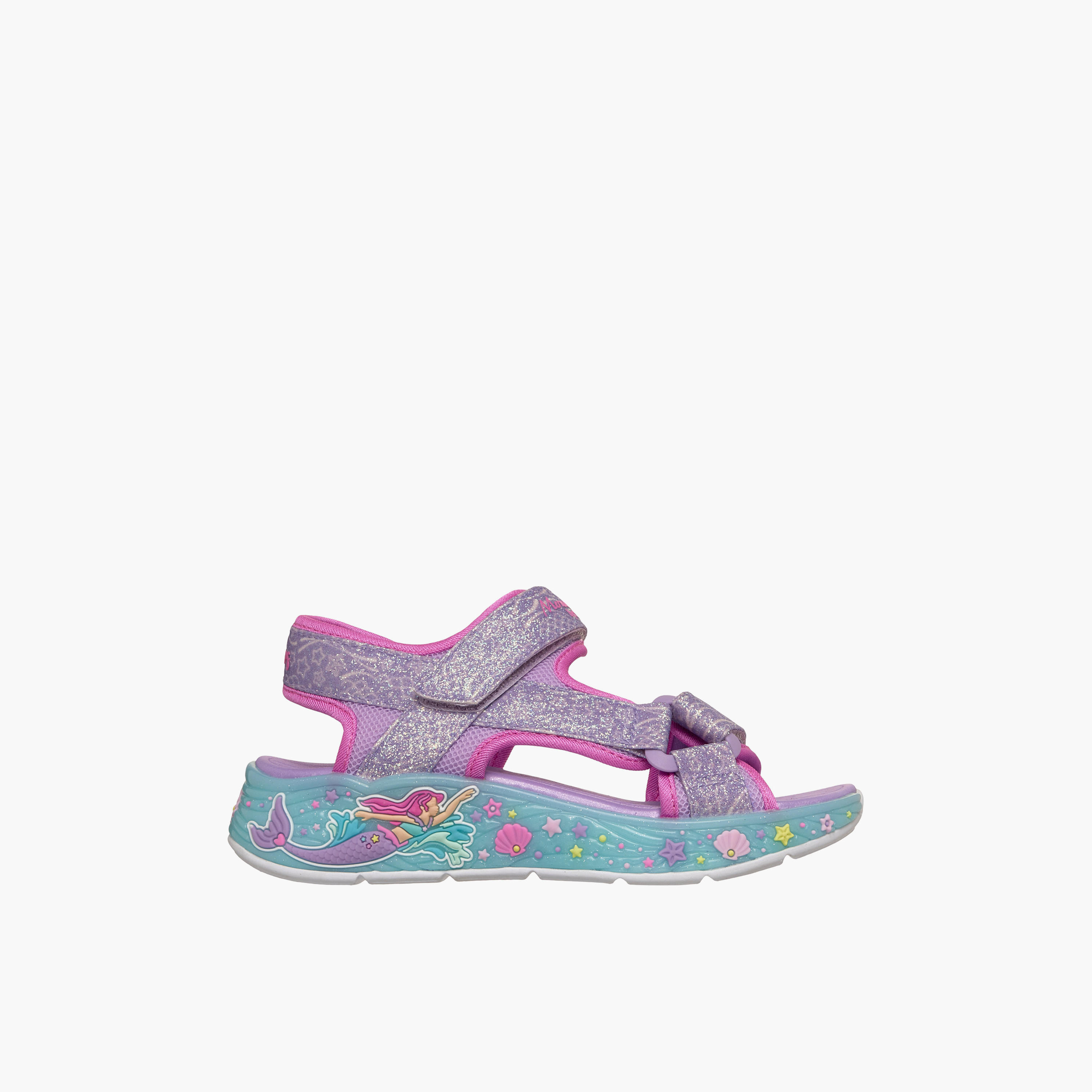 صندل مسطح بشريط إغلاق لاصق ميرميد دريمز للبنات من سكيتشرز-girls-shoes-sandals-image-3