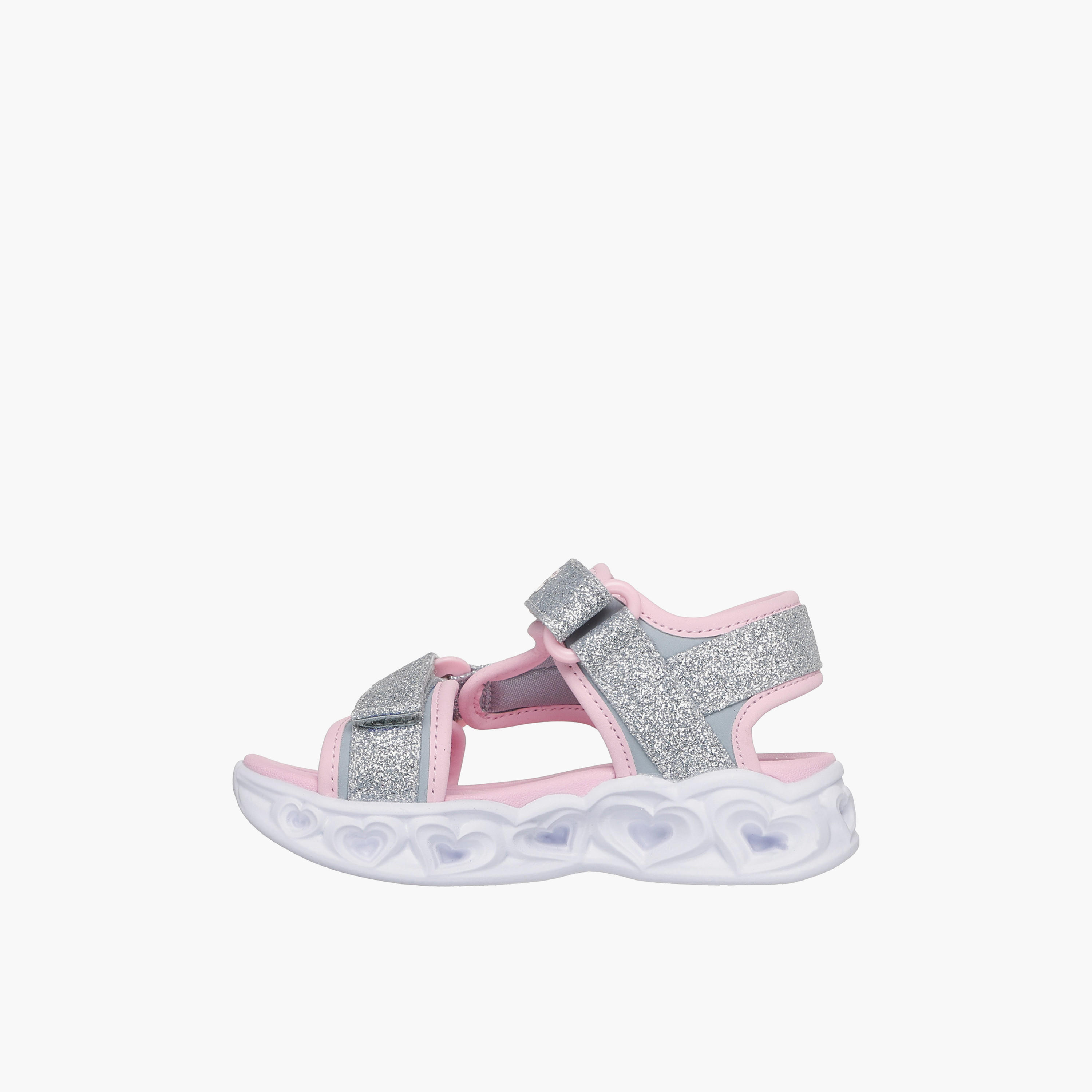 Skechers Girls HEART LIGHTS SANDALS Hook & Loop Flat Sandals-girls-shoes-sandals-image-1