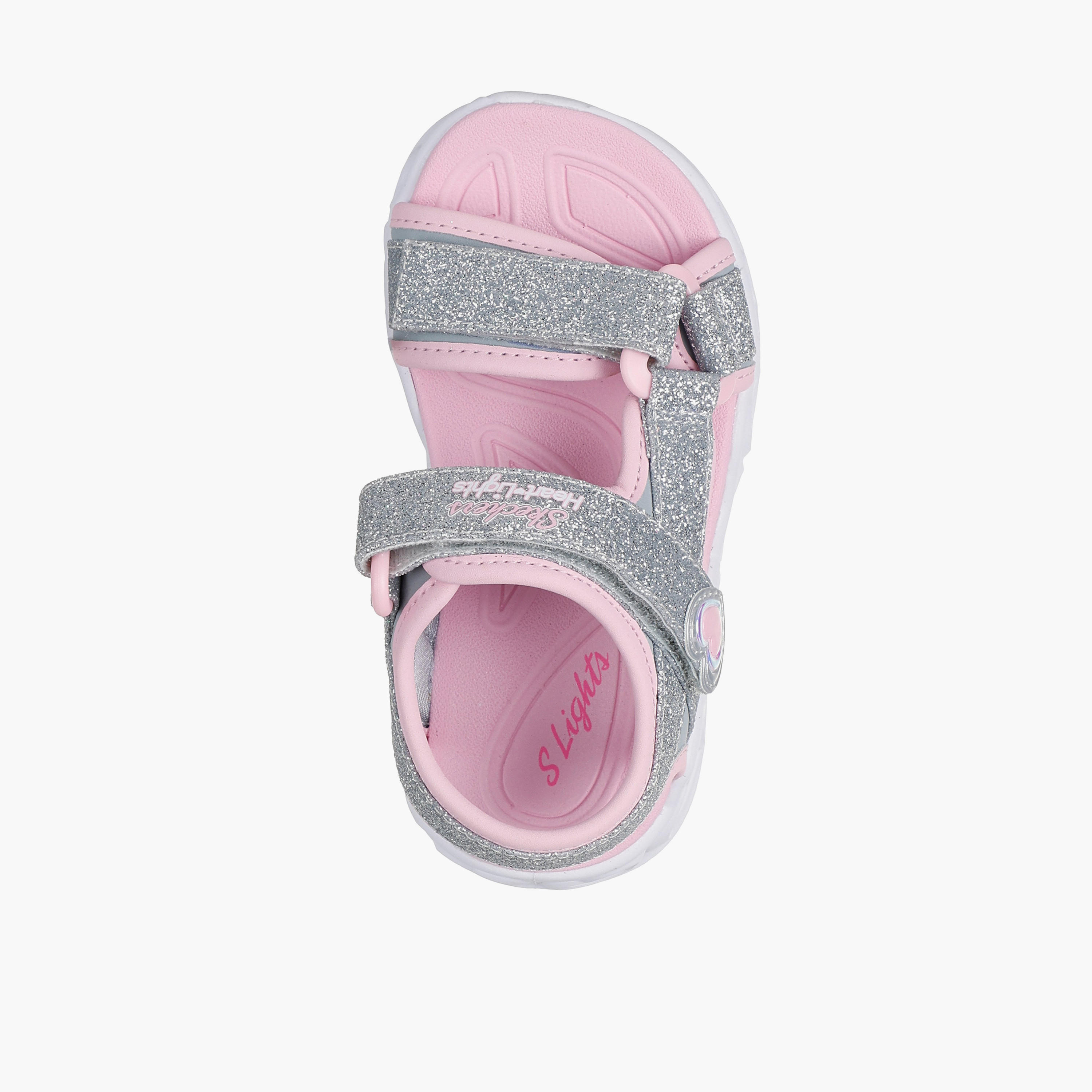 Skechers Girls HEART LIGHTS SANDALS Hook & Loop Flat Sandals-girls-shoes-sandals-image-2