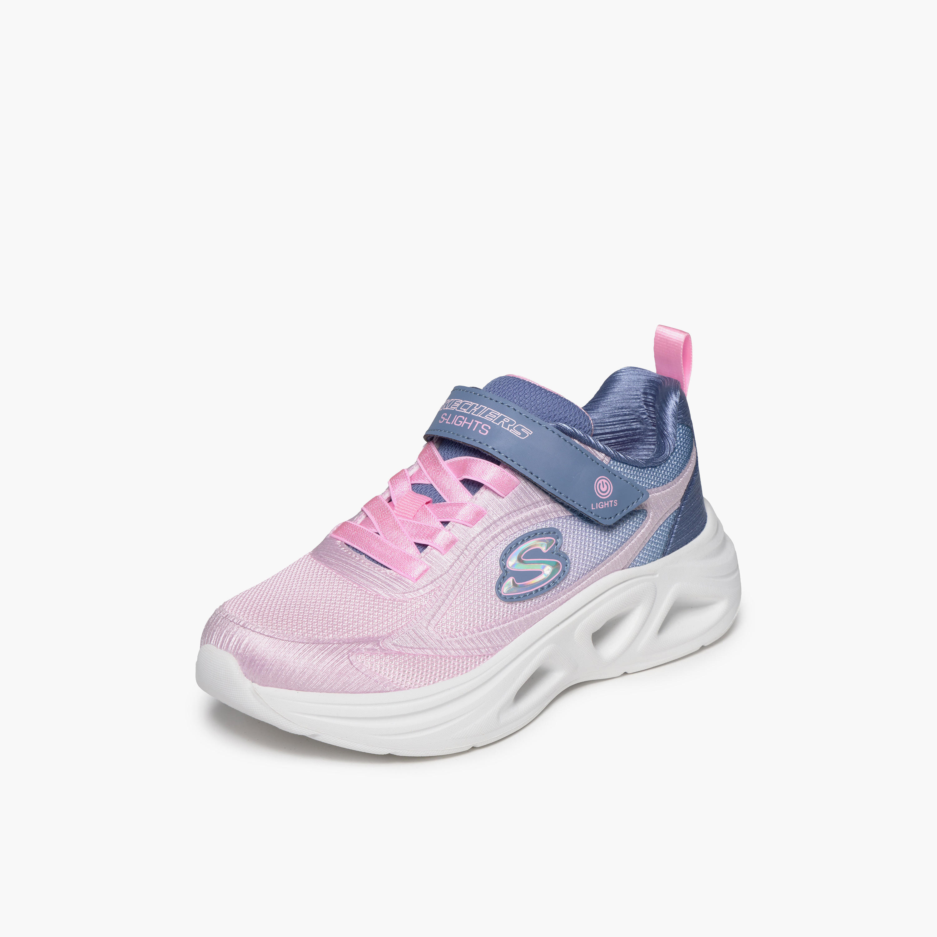 Skechers Girls SOLA GLOW 2.0 Hook & Loop Sneakers - 303729L-GYPK-CP-girls-shoes-sneakers-image-5