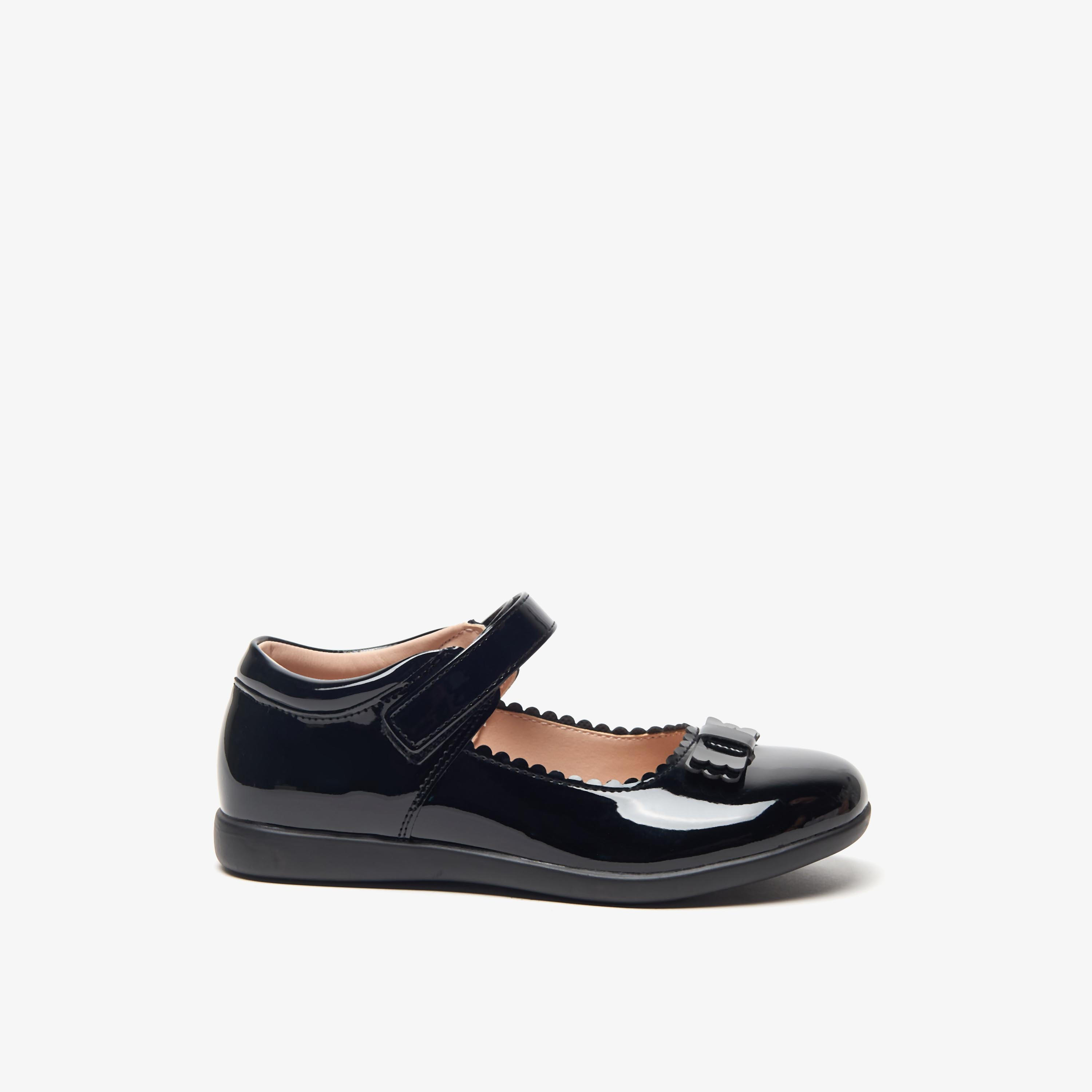 Flora Bella Bow Applique Mary Jane School Shoes with Hook and Loop Closure-girls-shoes-maryjanes-image-3