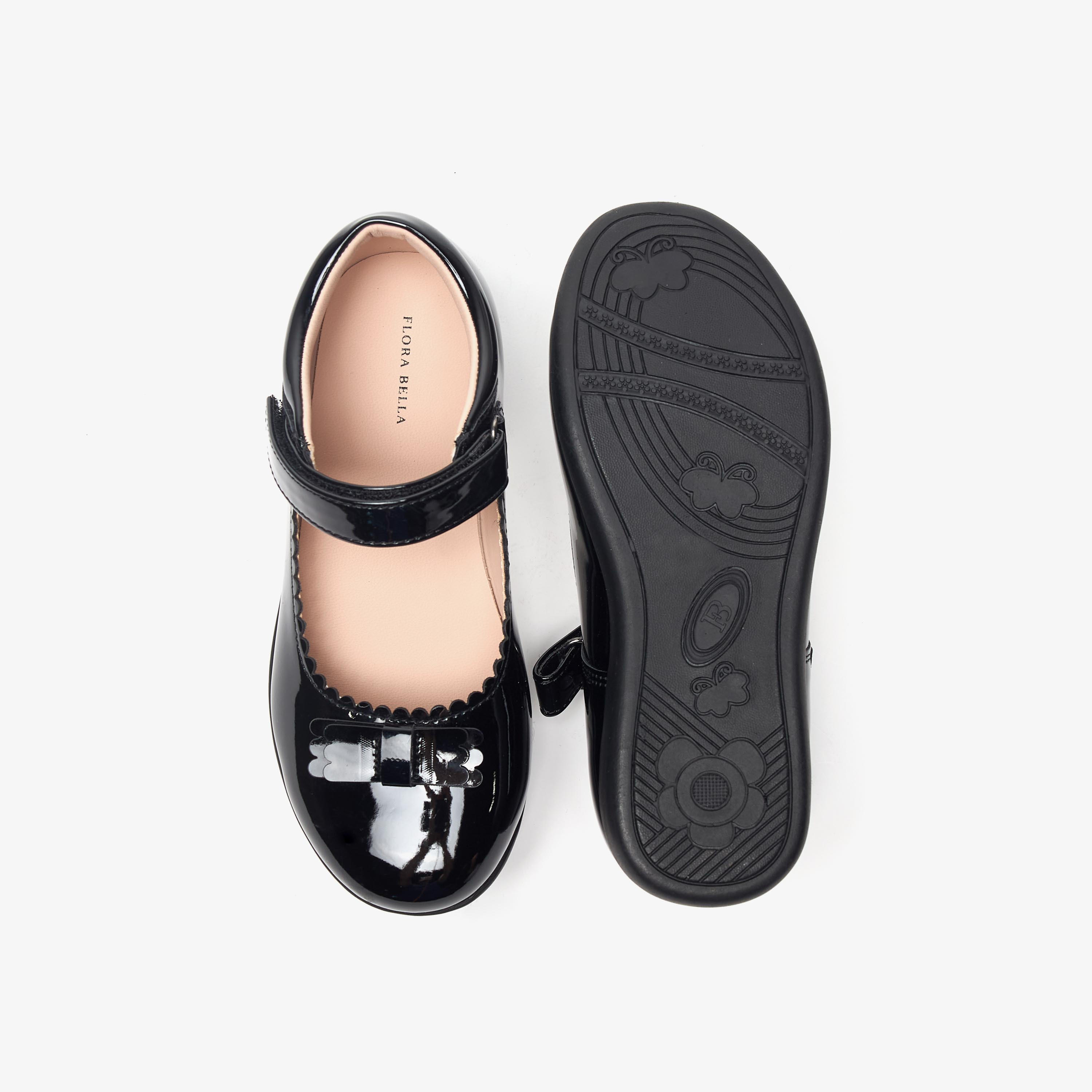 Flora Bella Bow Applique Mary Jane School Shoes with Hook and Loop Closure-girls-shoes-maryjanes-image-4