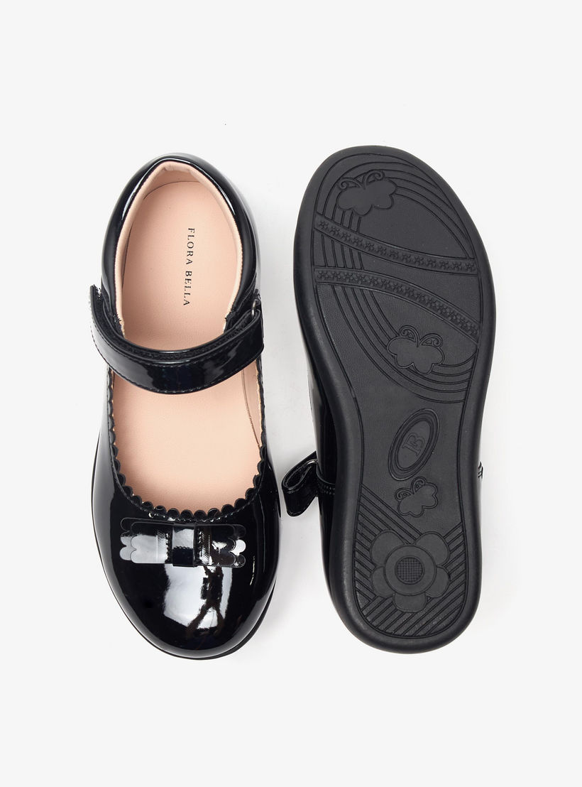 Flora Bella Bow Applique Mary Jane School Shoes with Hook and Loop Closure-girls-shoes-maryjanes-image-4