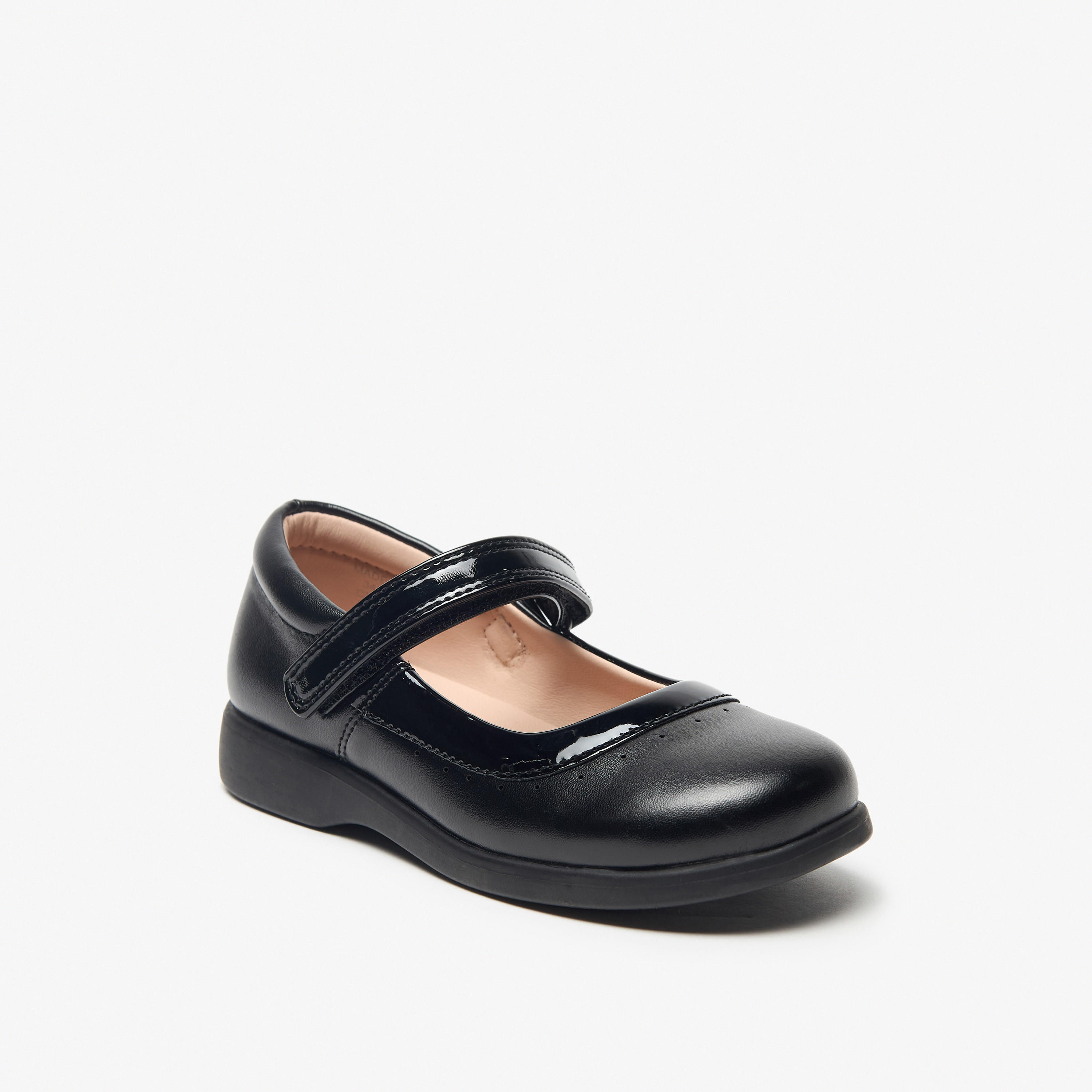 Flora Bella Perforated Mary Jane School Shoes with Hook and Loop Closure-girls-shoes-maryjanes-image-1
