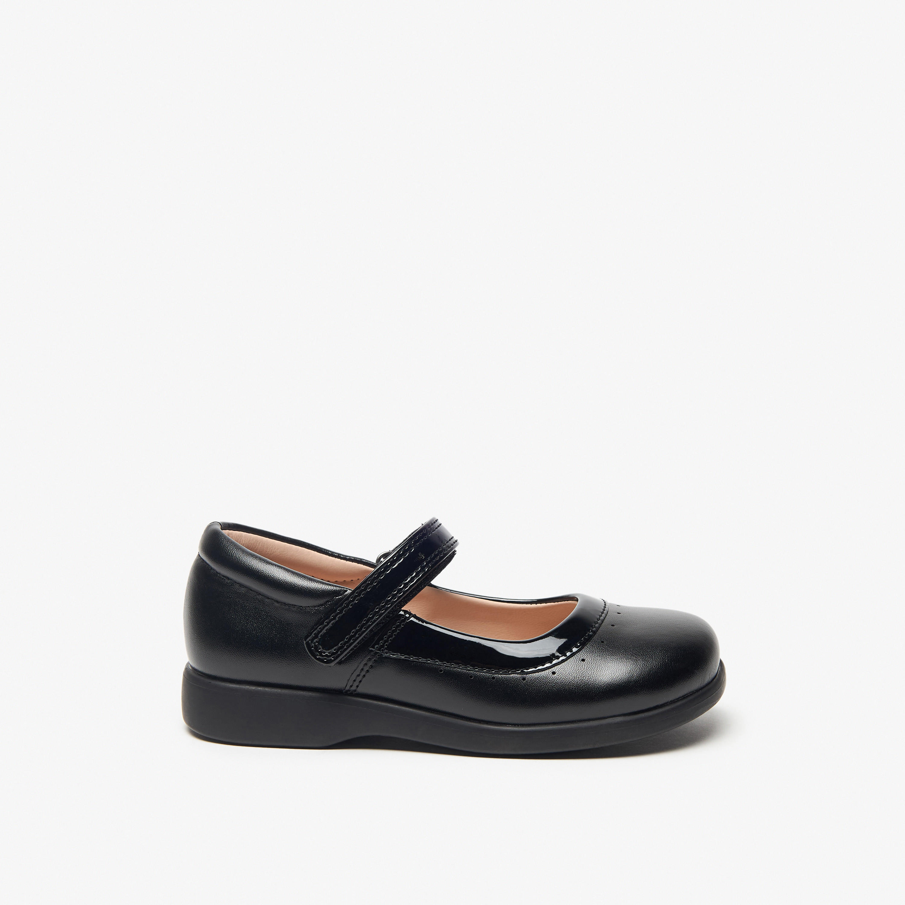 Flora Bella Perforated Mary Jane School Shoes with Hook and Loop Closure-girls-shoes-maryjanes-image-3