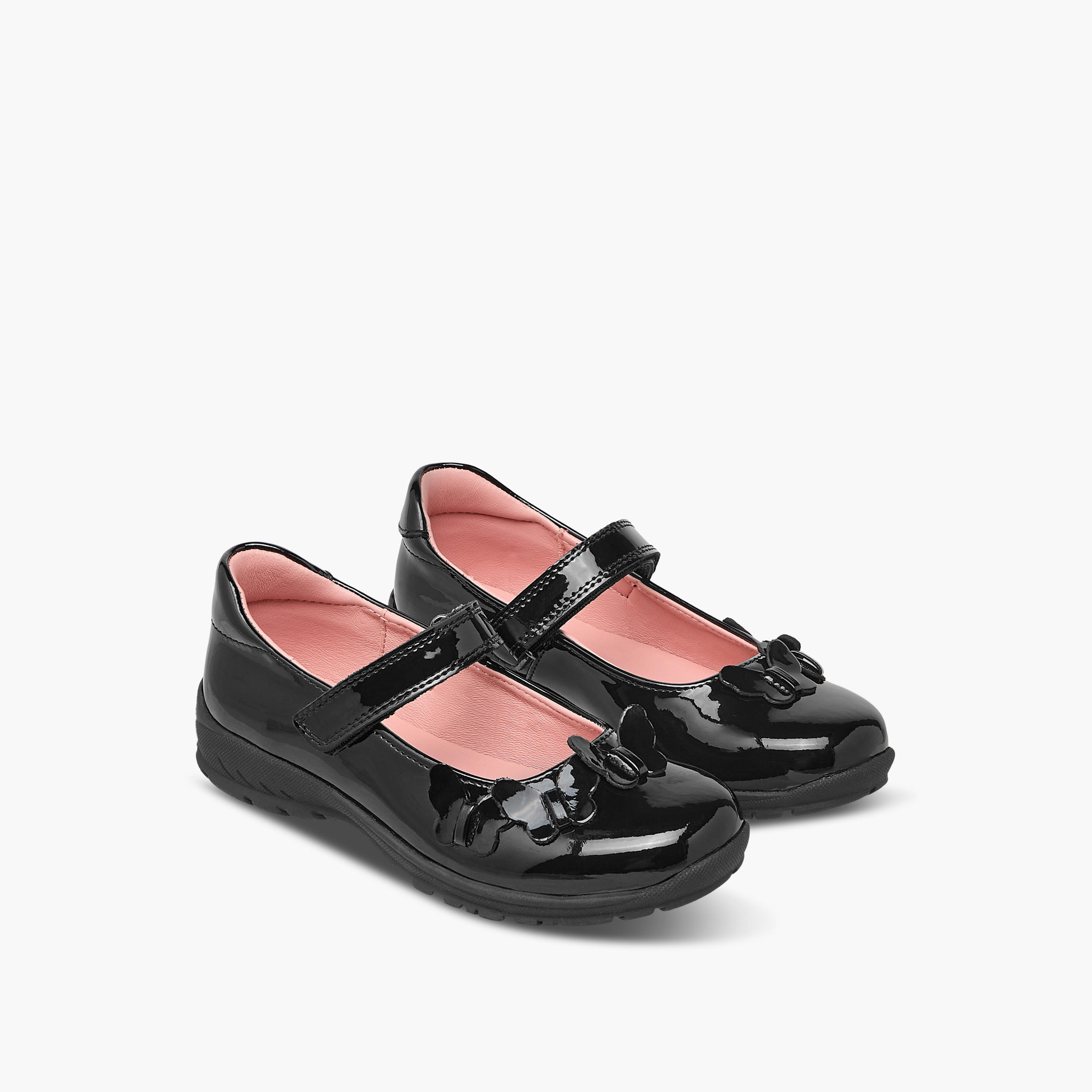 حذاء ماري جين مدرسي بزينة فراشة وشريط إغلاق لاصق من جونيورز-girls-shoes-maryjanes-image-1