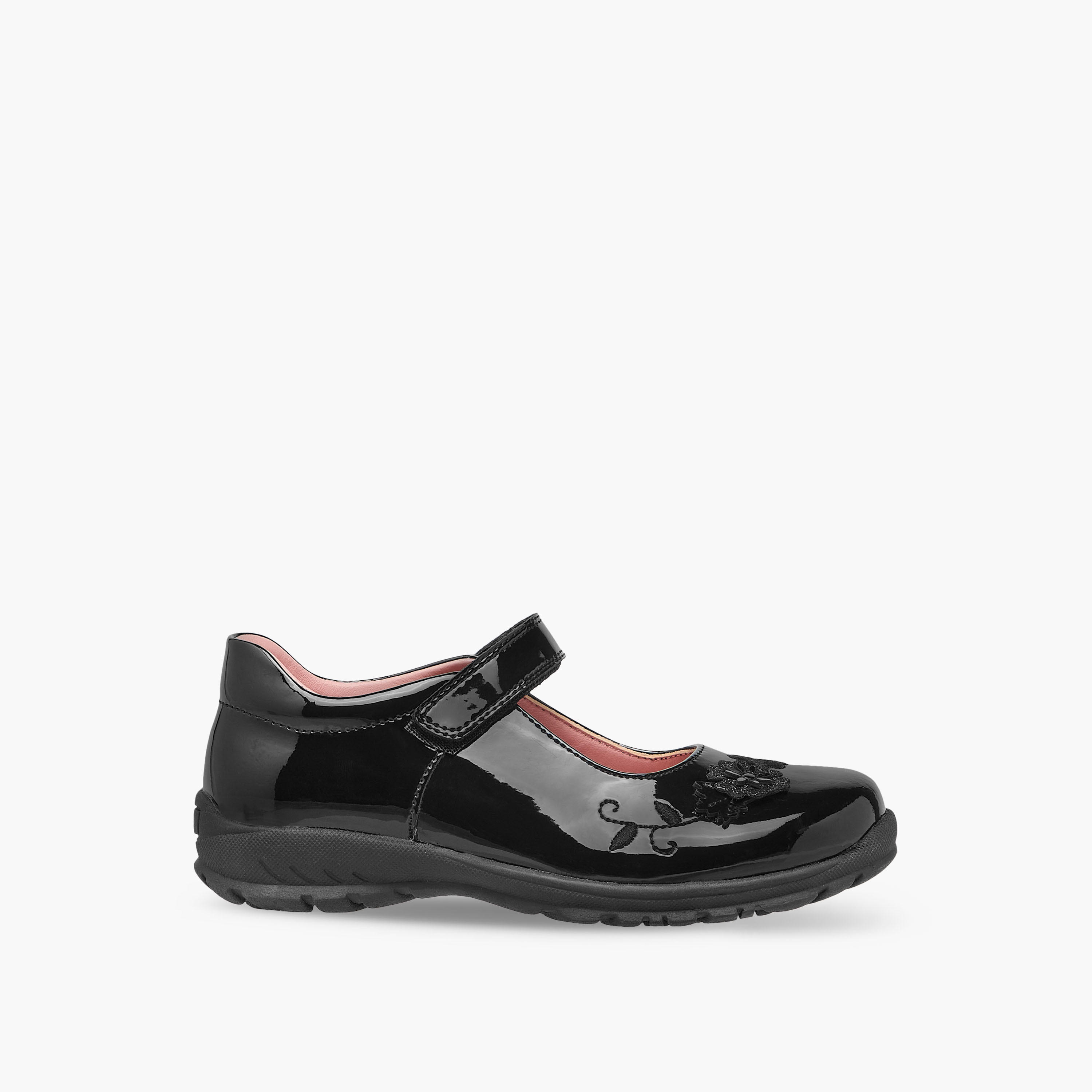Juniors Floral Embroidered Mary Jane School Shoes with Hook and Loop Closure-girls-shoes-maryjanes-image-3