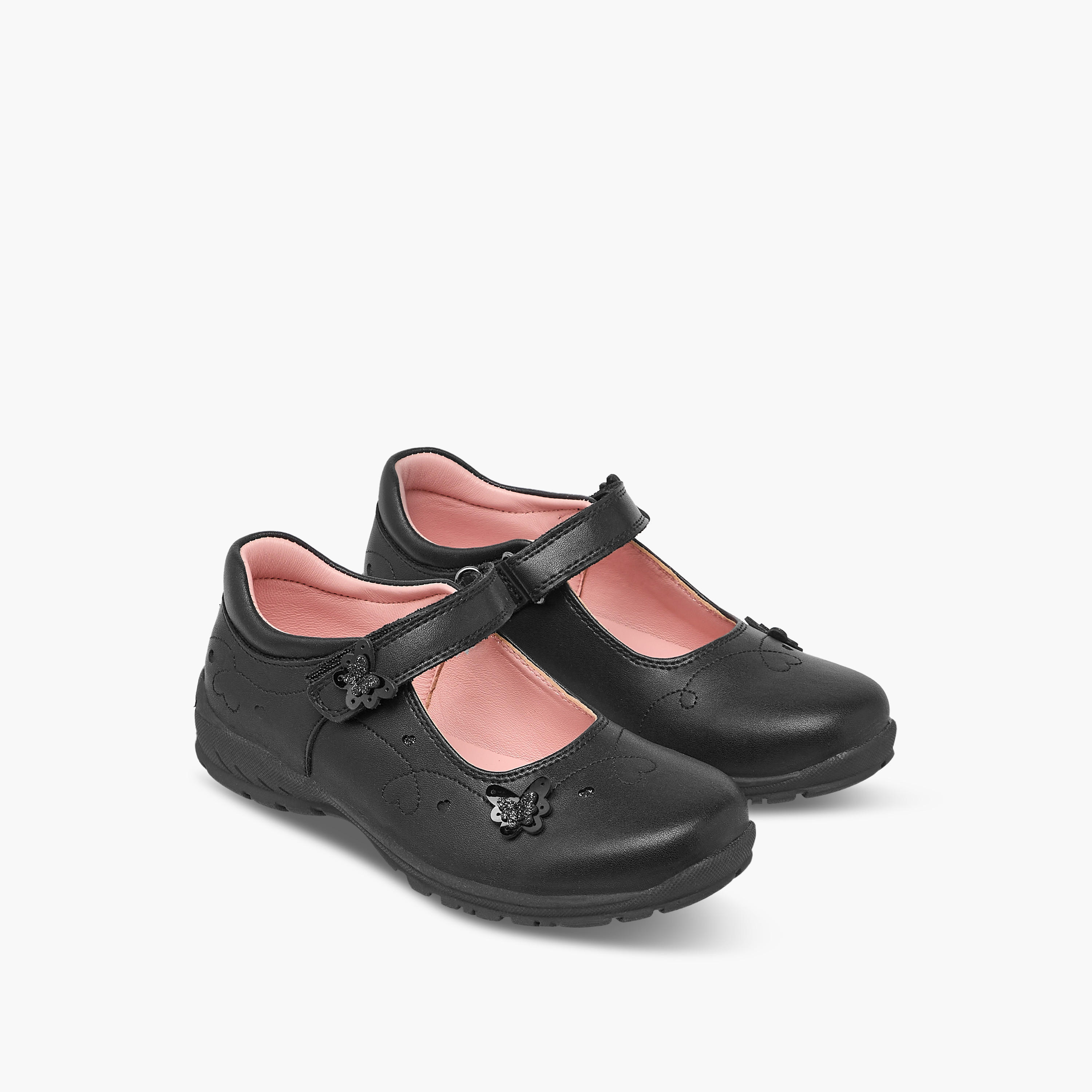 حذاء مدرسي ماري جين بزينة فراشة وشريط إغلاق لاصق من جونيورز-girls-shoes-maryjanes-image-1