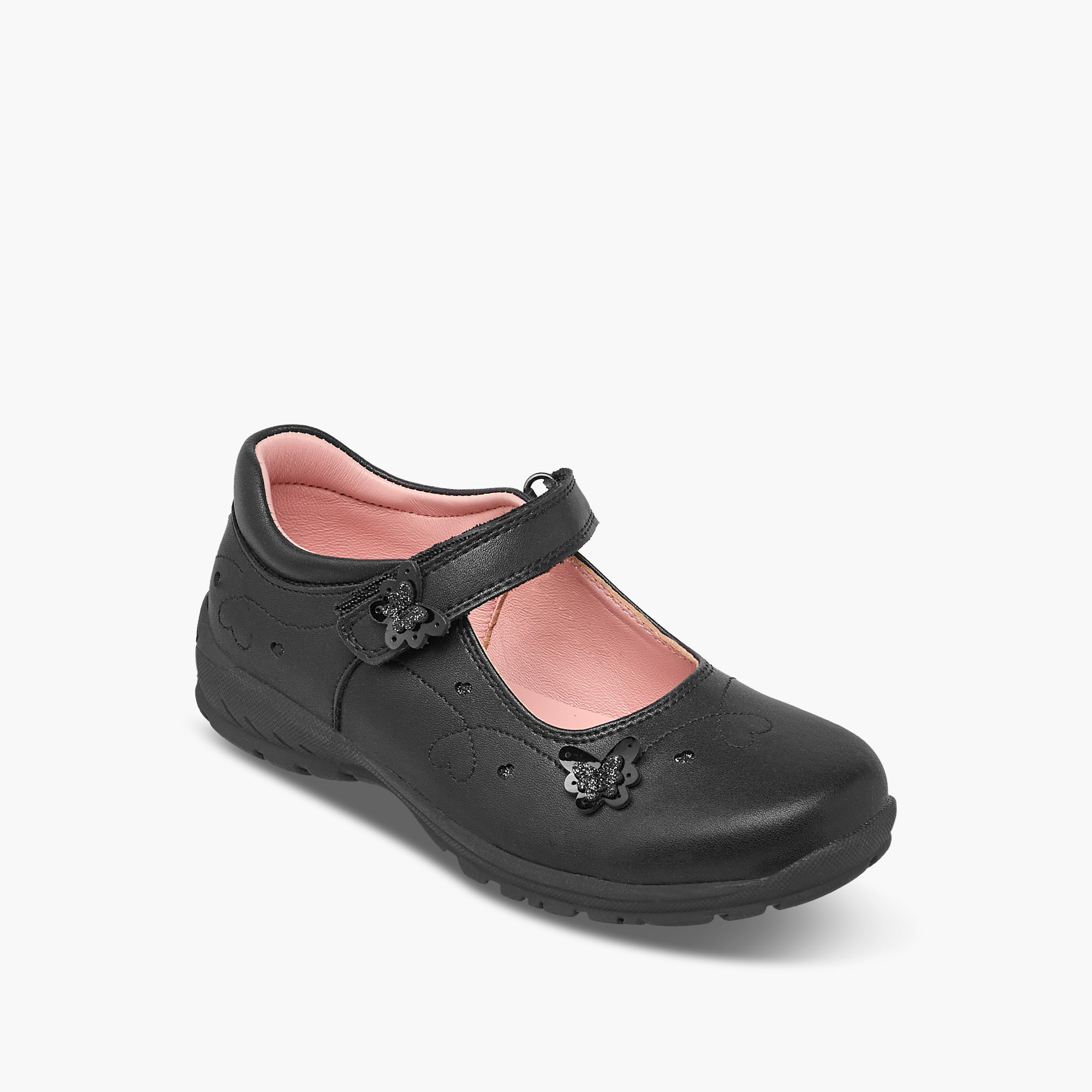 حذاء مدرسي ماري جين بزينة فراشة وشريط إغلاق لاصق من جونيورز-girls-shoes-maryjanes-image-2