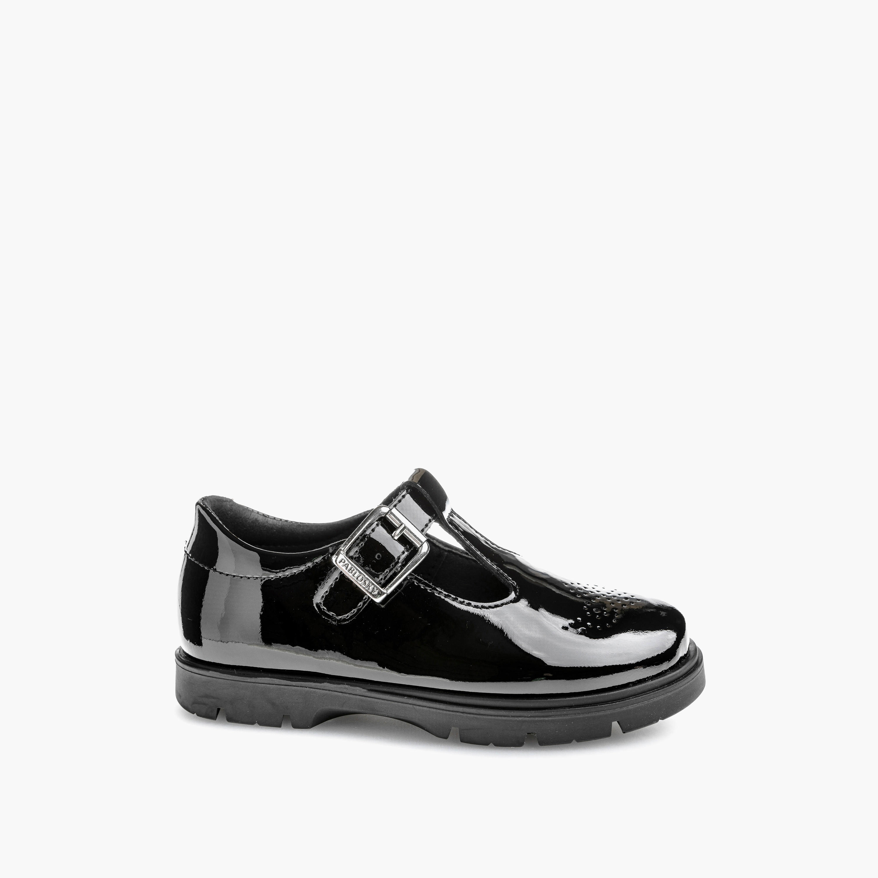 Pablosky Girls' Perforated School Shoes with Buckle  Closure - 360119-Y-girls-shoes-schoolshoes-image-1