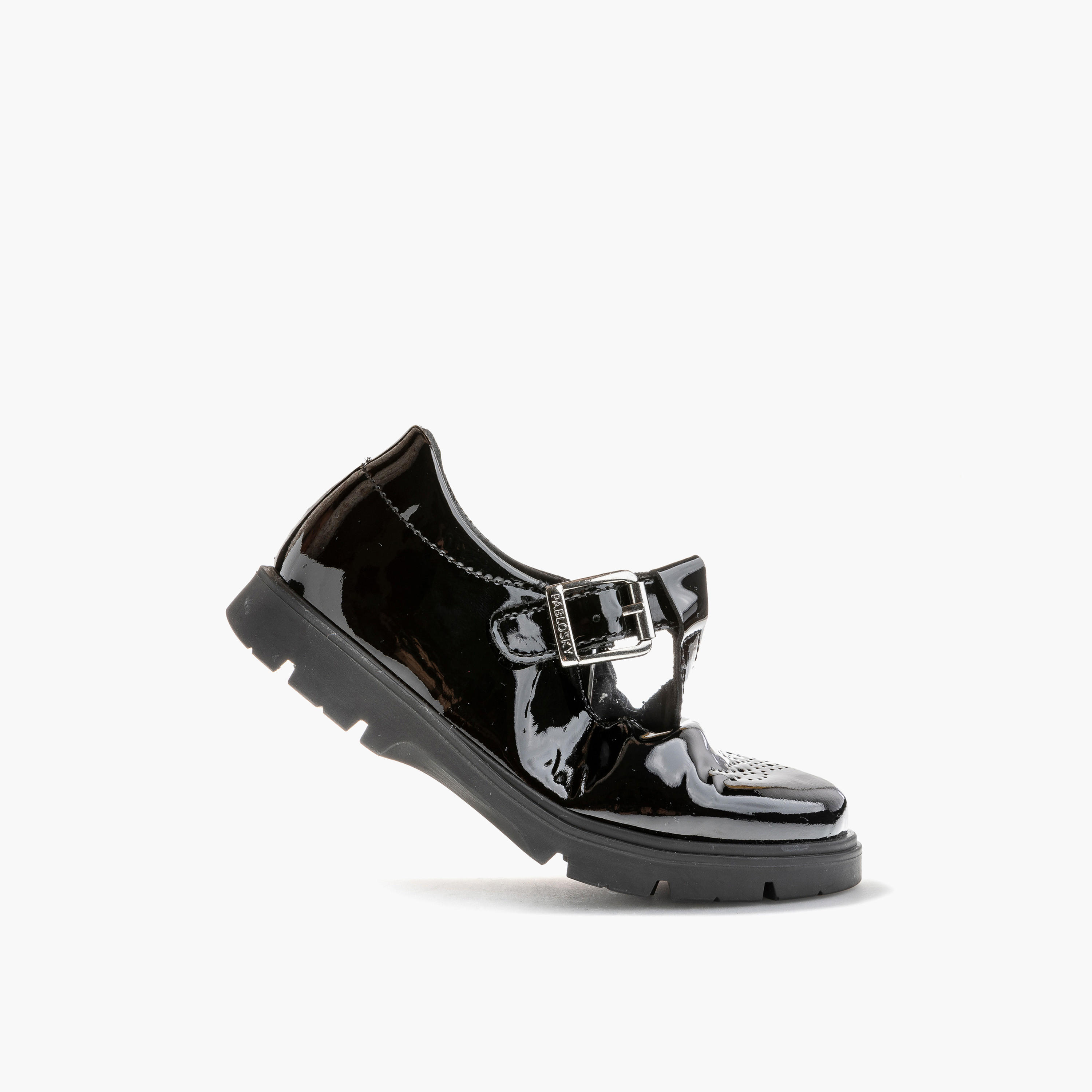 Pablosky Girls' Perforated School Shoes with Buckle Closure - 360119-Y-girls-shoes-schoolshoes-image-5