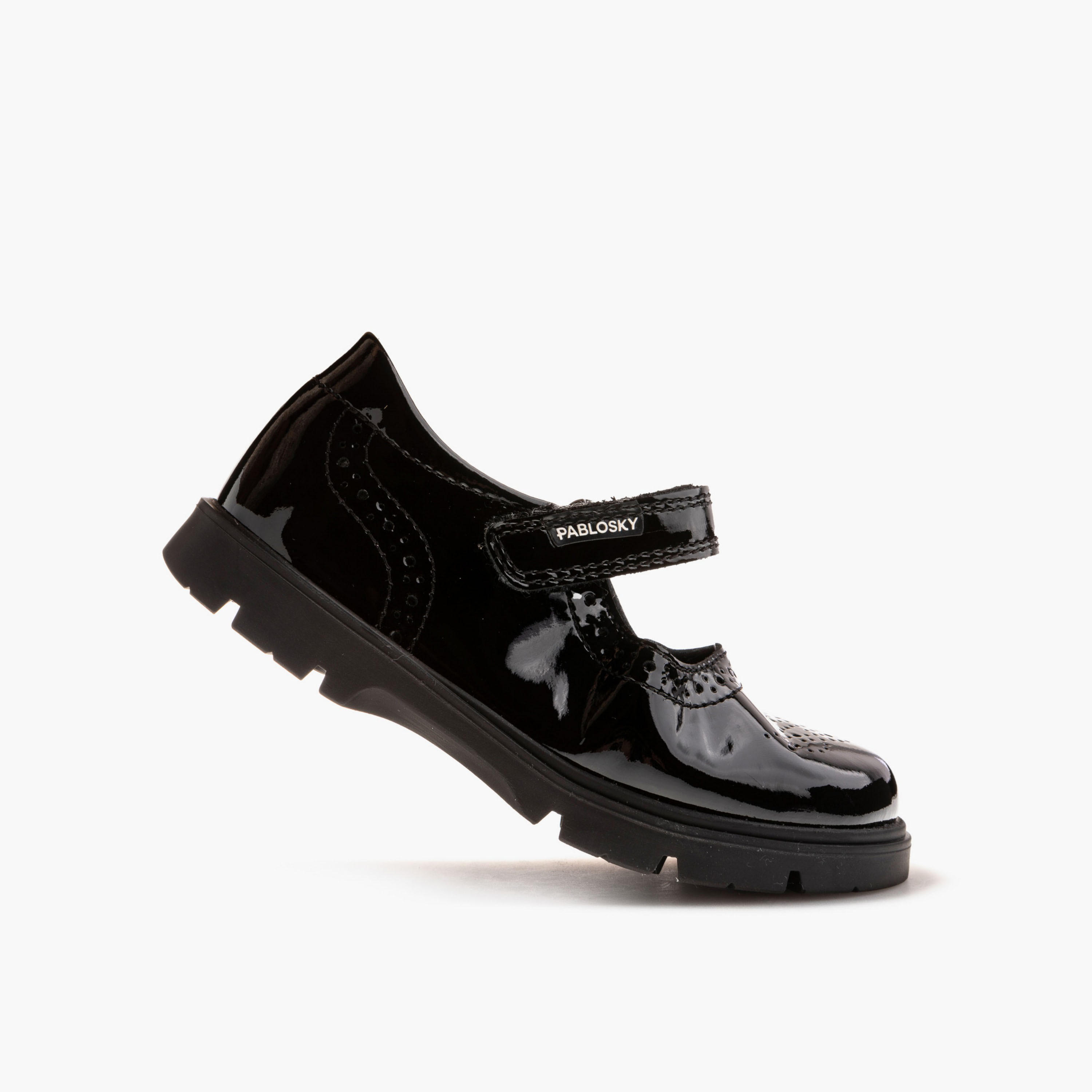Pablosky Girls Leather Hook & Loop School Shoes-girls-shoes-schoolshoes-image-4
