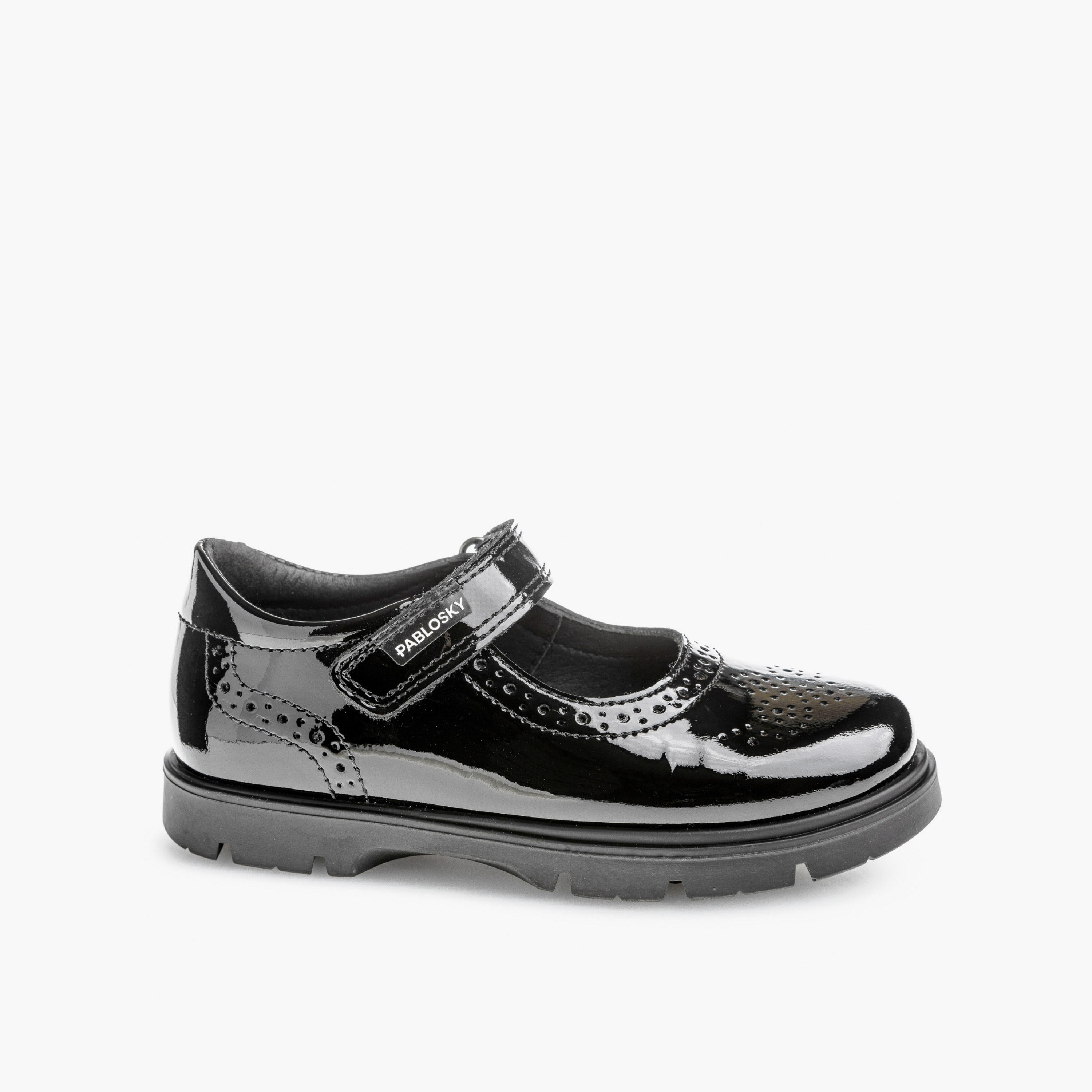 Pablosky Girls Leather Hook & Loop School Shoes-girls-shoes-schoolshoes-image-6