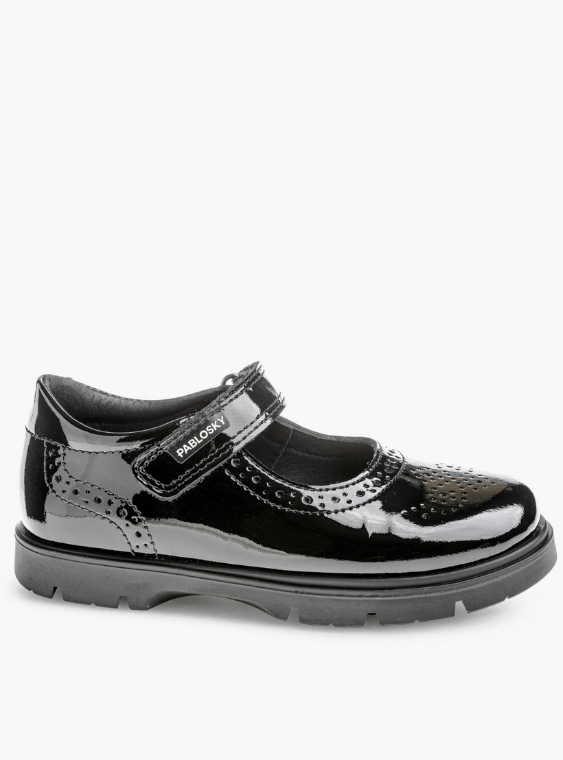 Pablosky Girls Leather Hook & Loop School Shoes-girls-shoes-schoolshoes-image-6