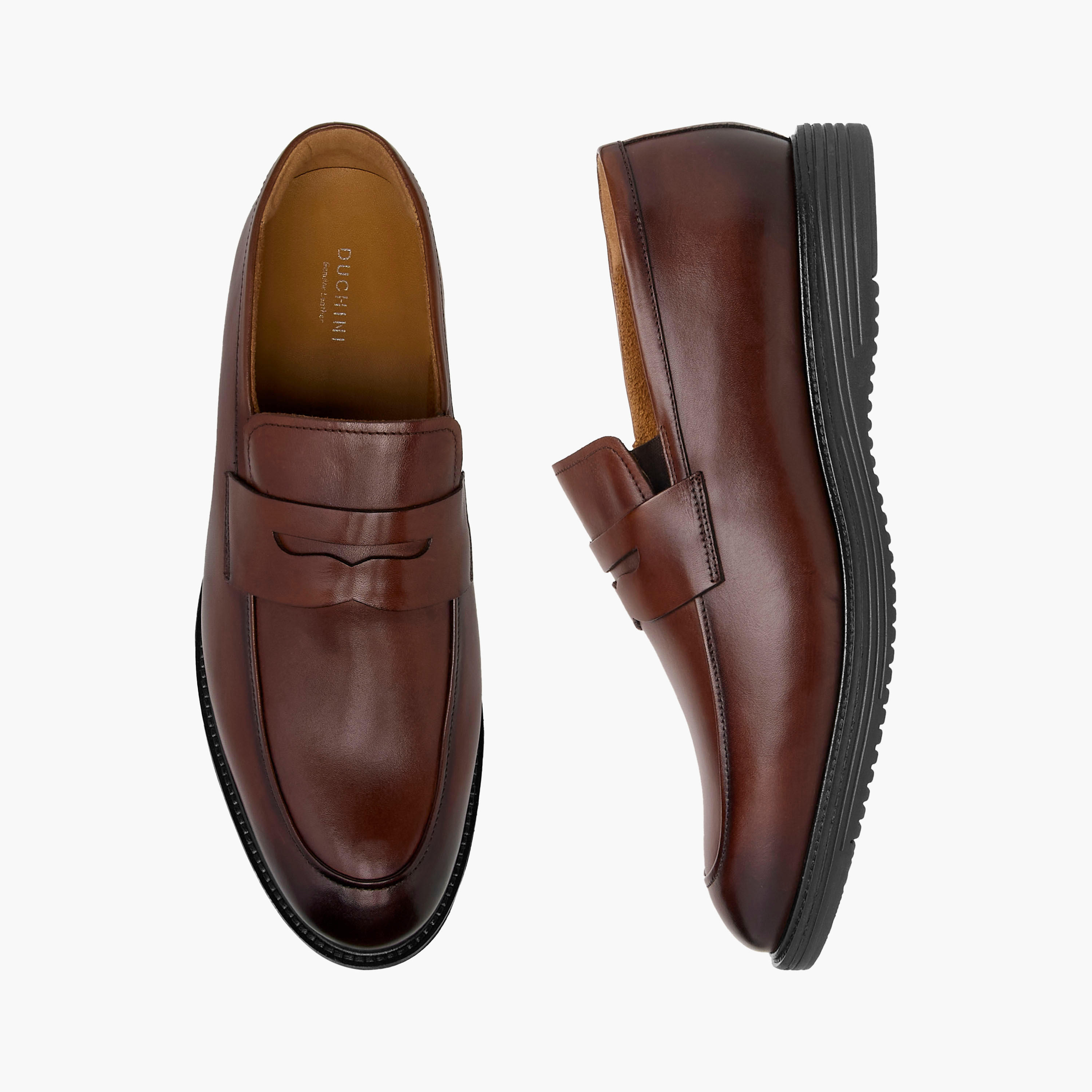 Duchini Men's Leather Cutout Accent Loafers-men-shoes-formalshoes-image-1