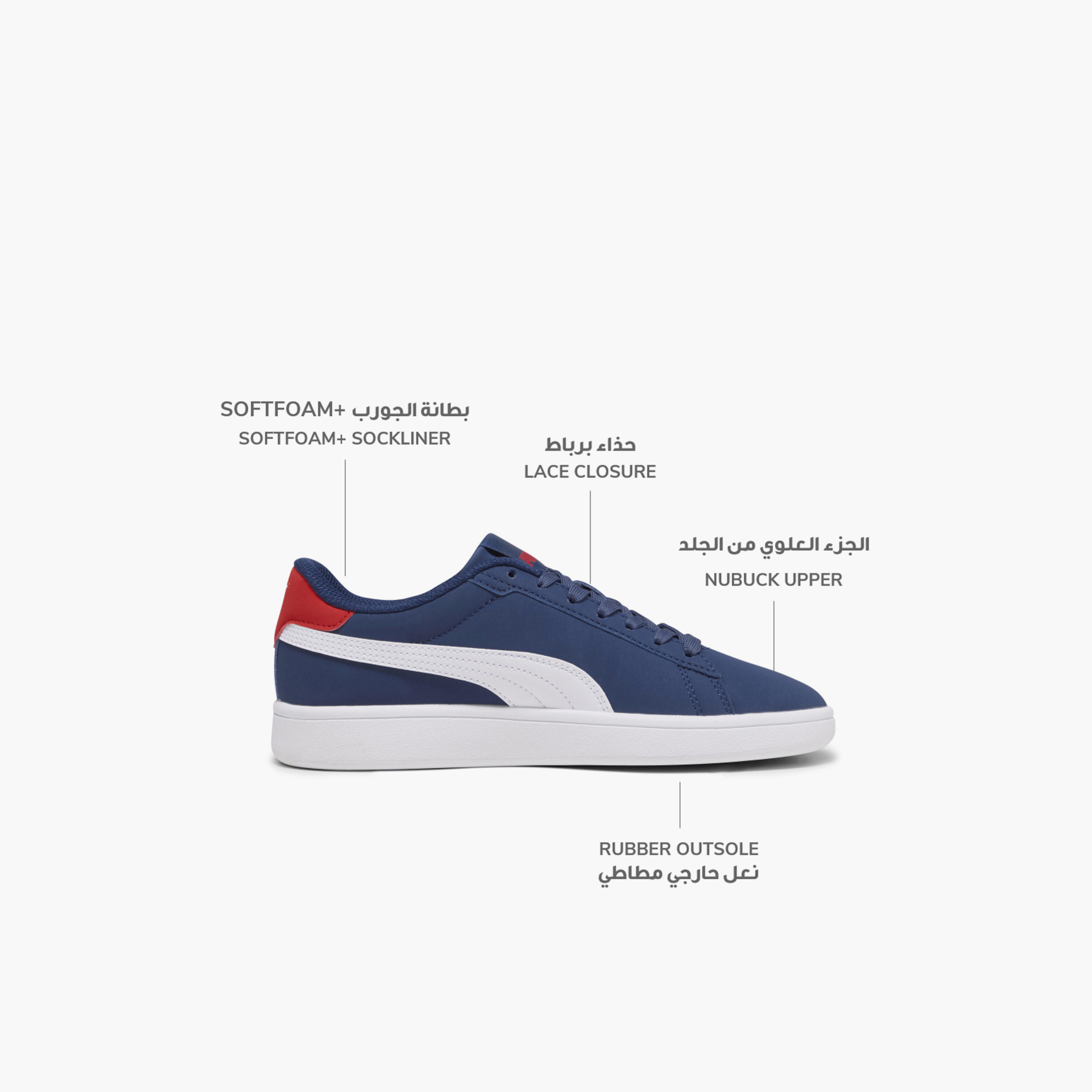 Puma Boys Smash 3.0 Buck Lace-Up Ankle Sneakers-sports-boys-shoes-image-2