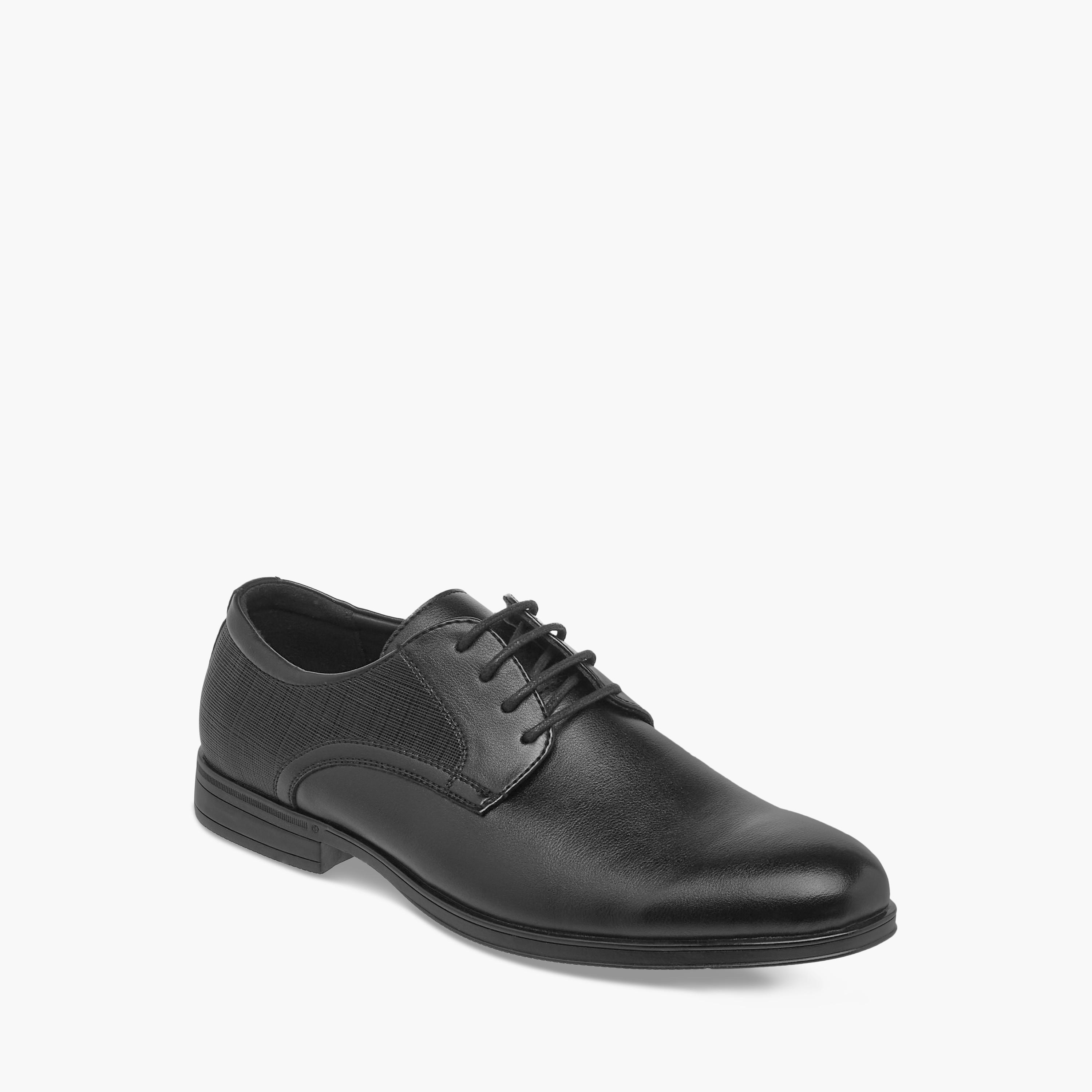 LBL by Shoexpress Textured Derby Shoes with Lace-Up Closure-men-shoes-formalshoes-image-2