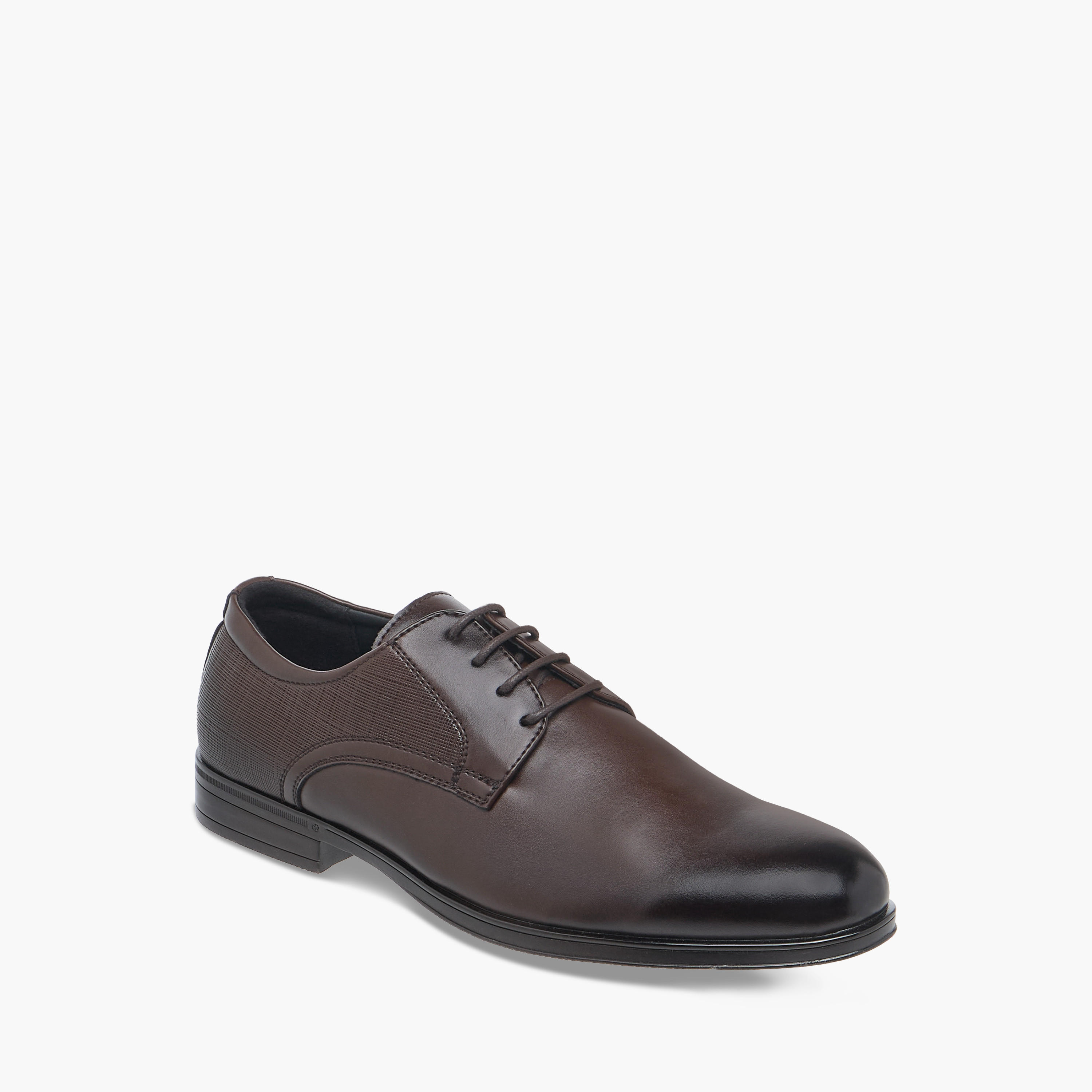LBL by Shoexpress Textured Derby Shoes with Lace-Up Closure-men-shoes-formalshoes-image-2