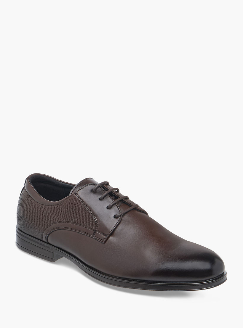 LBL by Shoexpress Textured Derby Shoes with Lace-Up Closure-men-shoes-formalshoes-image-2